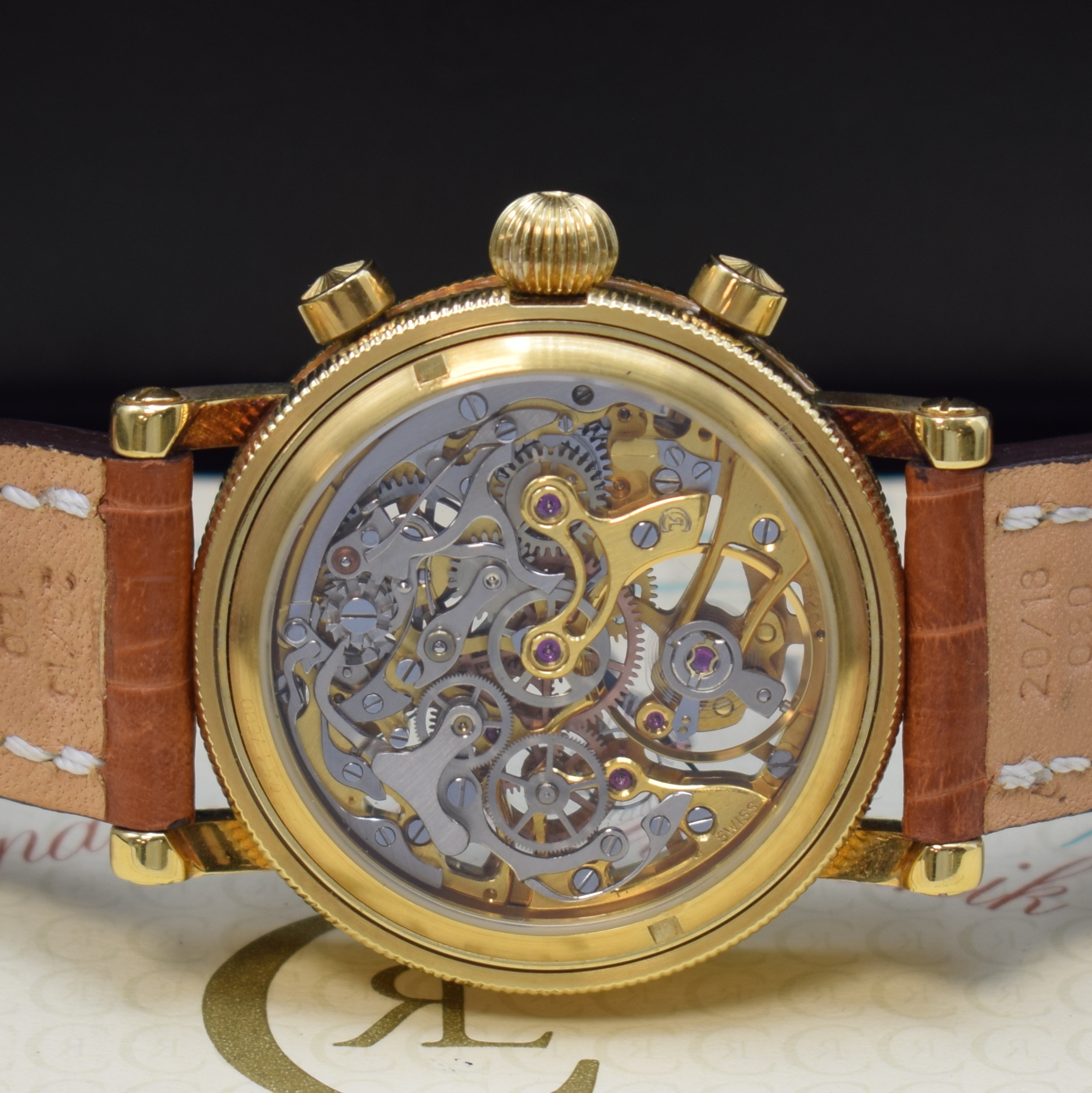 Detail f: CHRONOSWISS KAIROS auf 600 Stück limitierte Herrenarmbanduhr mit Chronograph in GG 750/000 Referenz CH 2321, Schweiz um 1992, Handaufzug, beids. ...