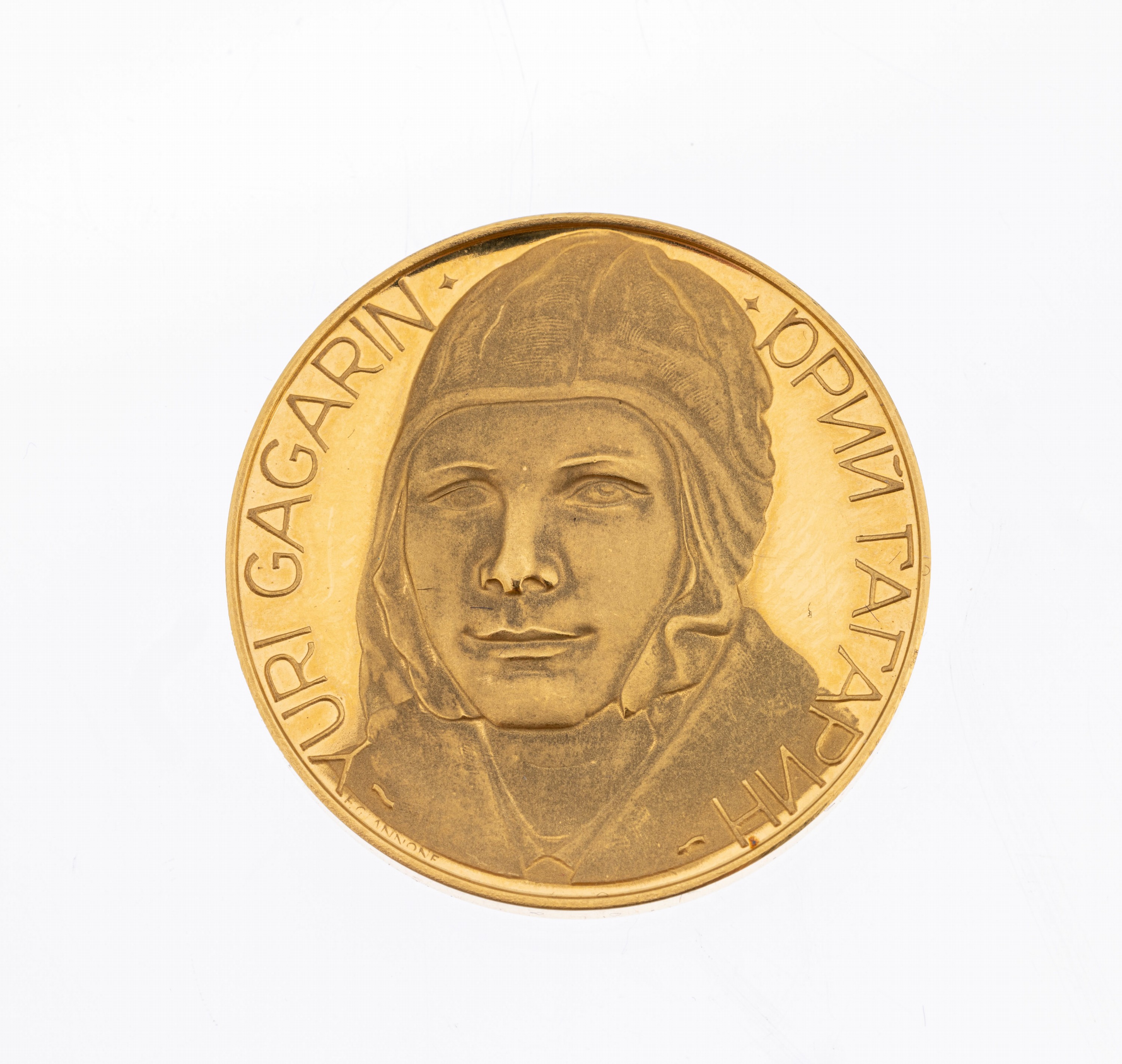 Gold Medaille "Gagarin", GG 900/000, Erinnerung an den ersten bemannten Weltraumflug am 12.04.1961, Yuri Gagarin, ca. 17.5 g