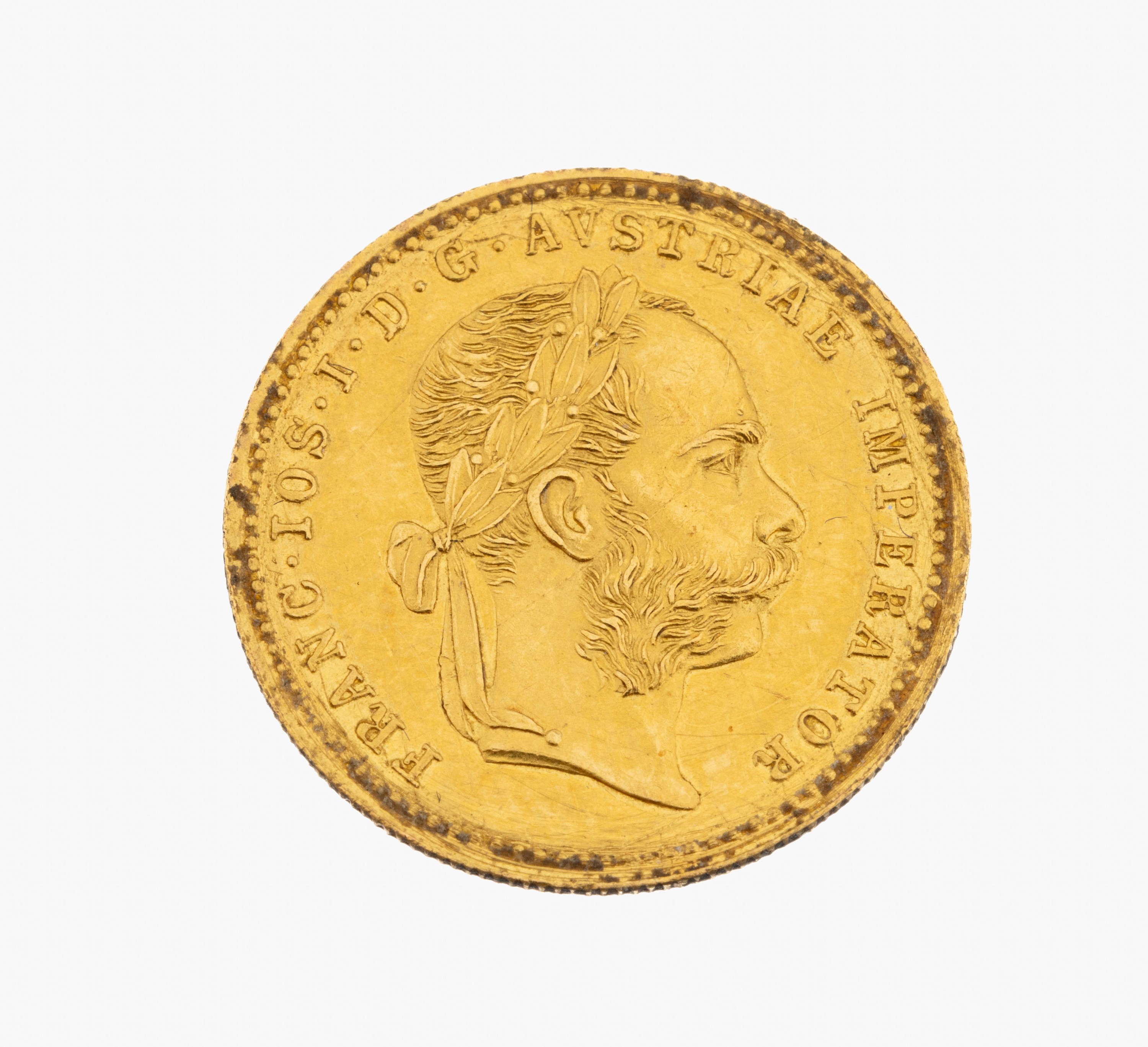1 Dukat Goldmünze, Österreich-Ungarn, 1915,offizielle Nachprägung, Franz-Joseph I., verschmutzt