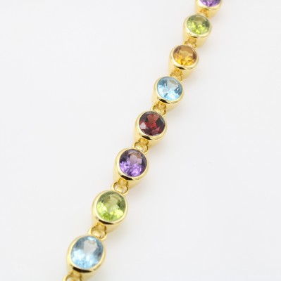 Image Armband mit Farbsteinen, 925er Silber verg., Peridots, Amethyste, Citrine, Granate u. ...