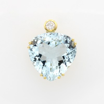 Image Anhänger mit Aquamarin und Brillant, GG 750/000, Aquamarintropfen ca. 18.8 ct, ...