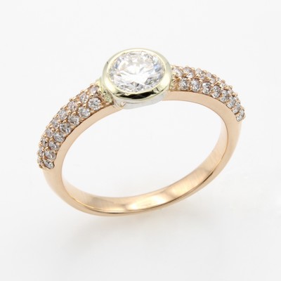 Image Ring mit Brillanten, RG 585/000, Brill. 0.73 ct hochfeines Weiß/si2 mit Expertise, ...