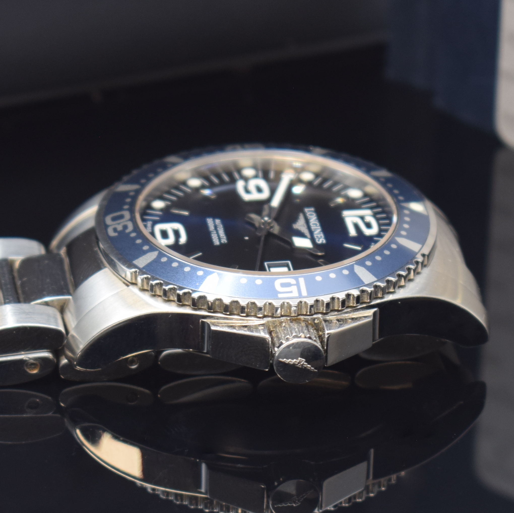 Detail c: LONGINES Taucheruhr in Stahl/Stahlband Referenz L3.642.4 Schweiz lt. orig. Pap. verk. 2008, Automatik, grosses Geh., Boden u. Krone verschr., eins. ...