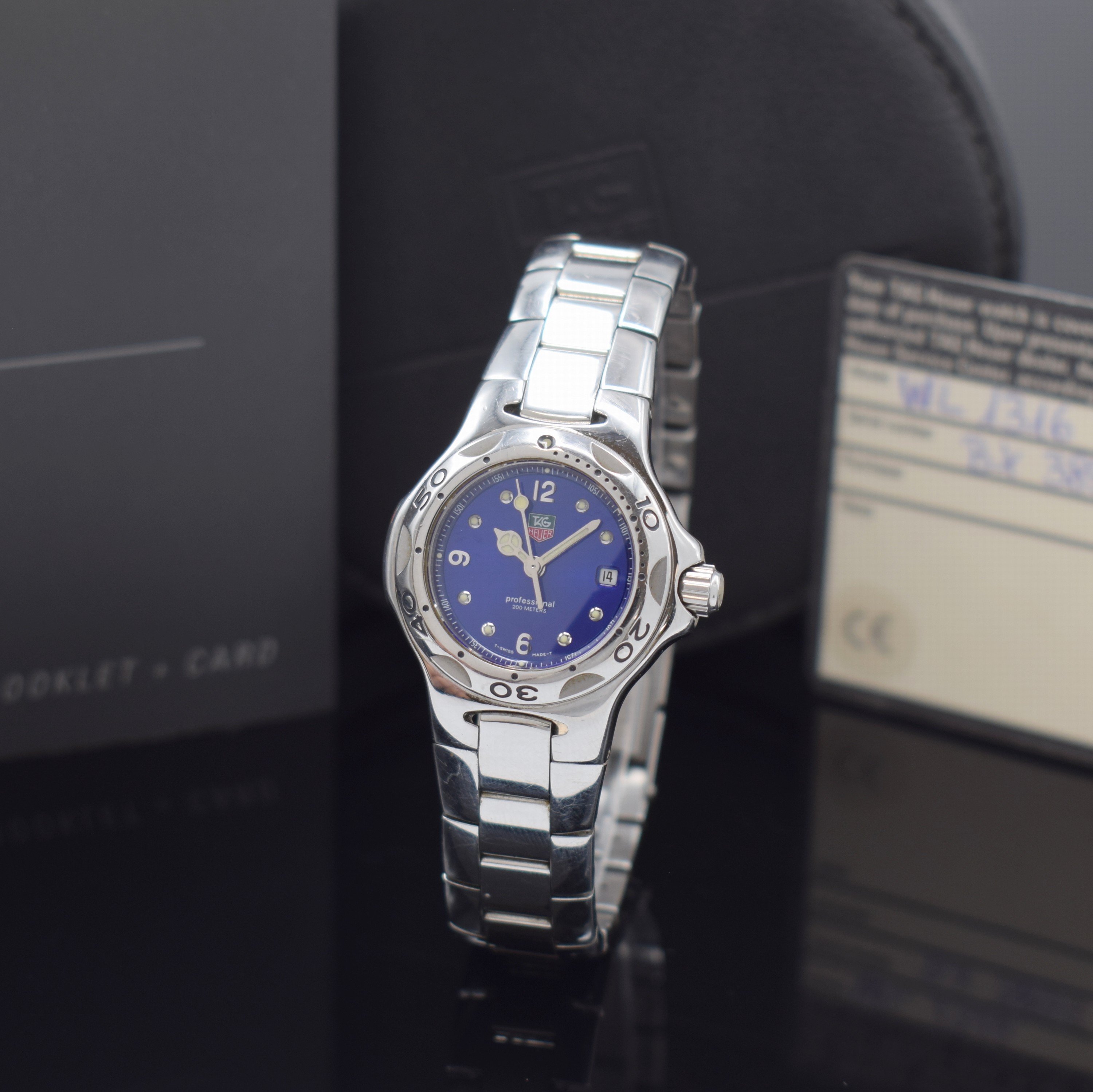 TAG HEUER Professional Modell Kirium Damenarmbanduhr in Stahl Referenz WL1316, Schweiz verk. lt. beil. Pap. 03/1998, quarz, orig. Gliederband m. ...
