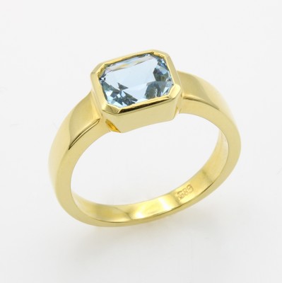 Image Ring mit Aquamarin, GG 585/000, achteck. Aquamarin ca. 1.5 ct, RW ca. 55 ...