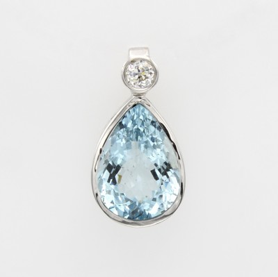 Image Anhänger mit Aquamarin und Diamant, WG 585/000, Aquamarintropfen ca. 5.25 ct, ...