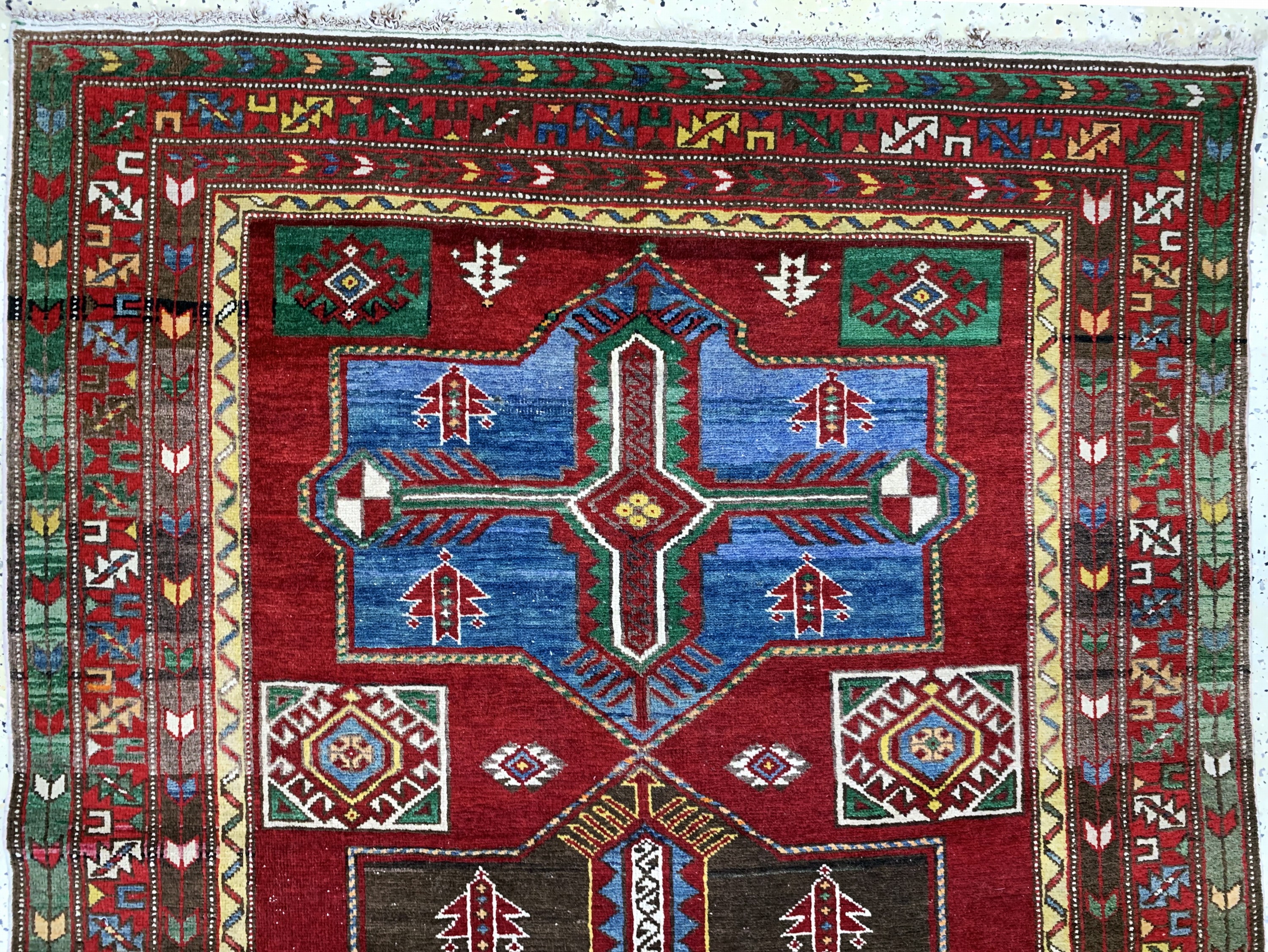Detail a: Kazak alt, Kaukasus, Anfang 20.Jhd, Wolle auf Baumwolle, ca. 206 x 140 cm, EHZ: 2