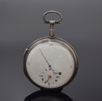 Image Spindeltaschenuhr mit Zentralsekunde im Silbergehäuse, Schweiz um 1790, ...