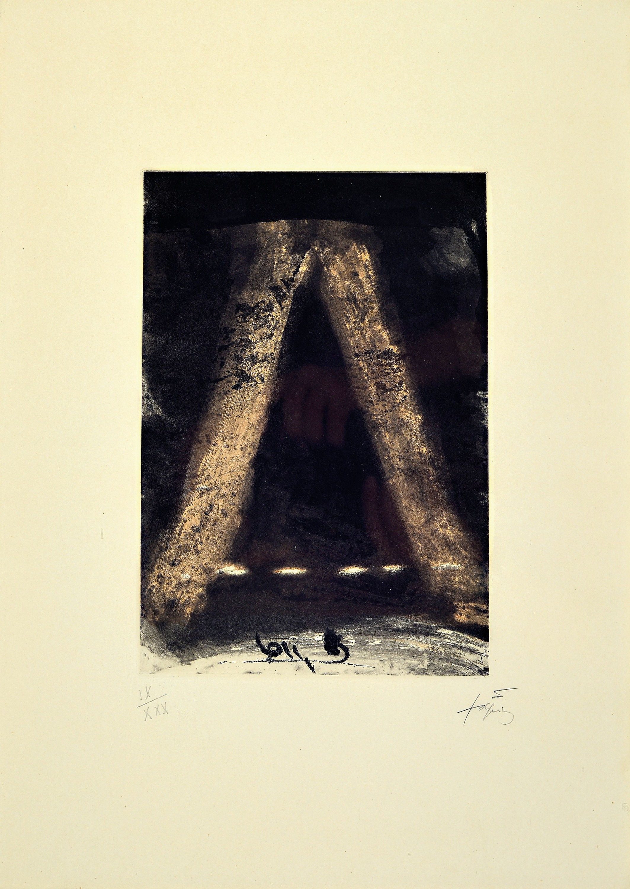 Antoni Tapies, 1923-2012 Barcelona, Radierung zu Joan Brossa aus "Paroles Peintes no IV", unveröffentlichte Gedichte verschiedener ...