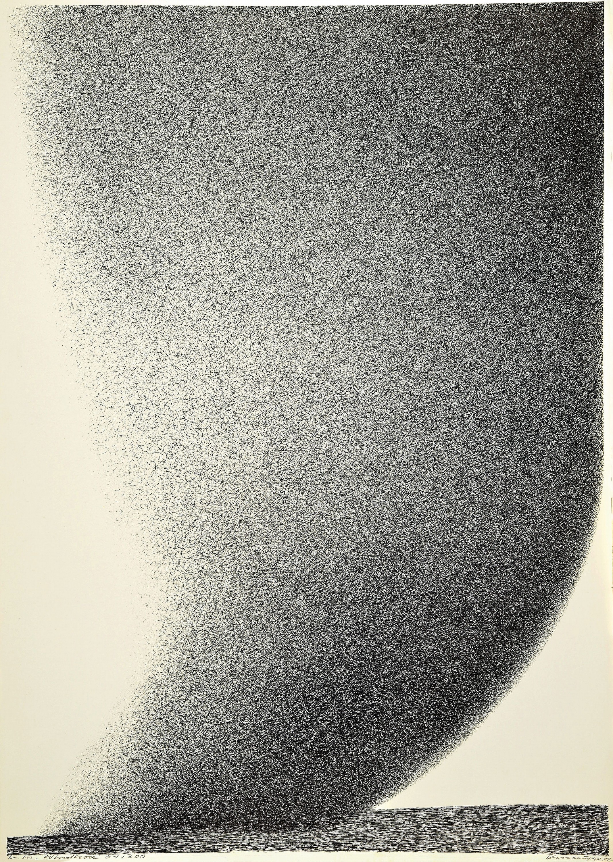 Werner Knaupp, geb. 1636 Nürnberg, Lithographie, "Landschaft mit Windhose", 1972,handsigniert, Ed. 61/200, Blatt 70x50 cm; Knaupp ...