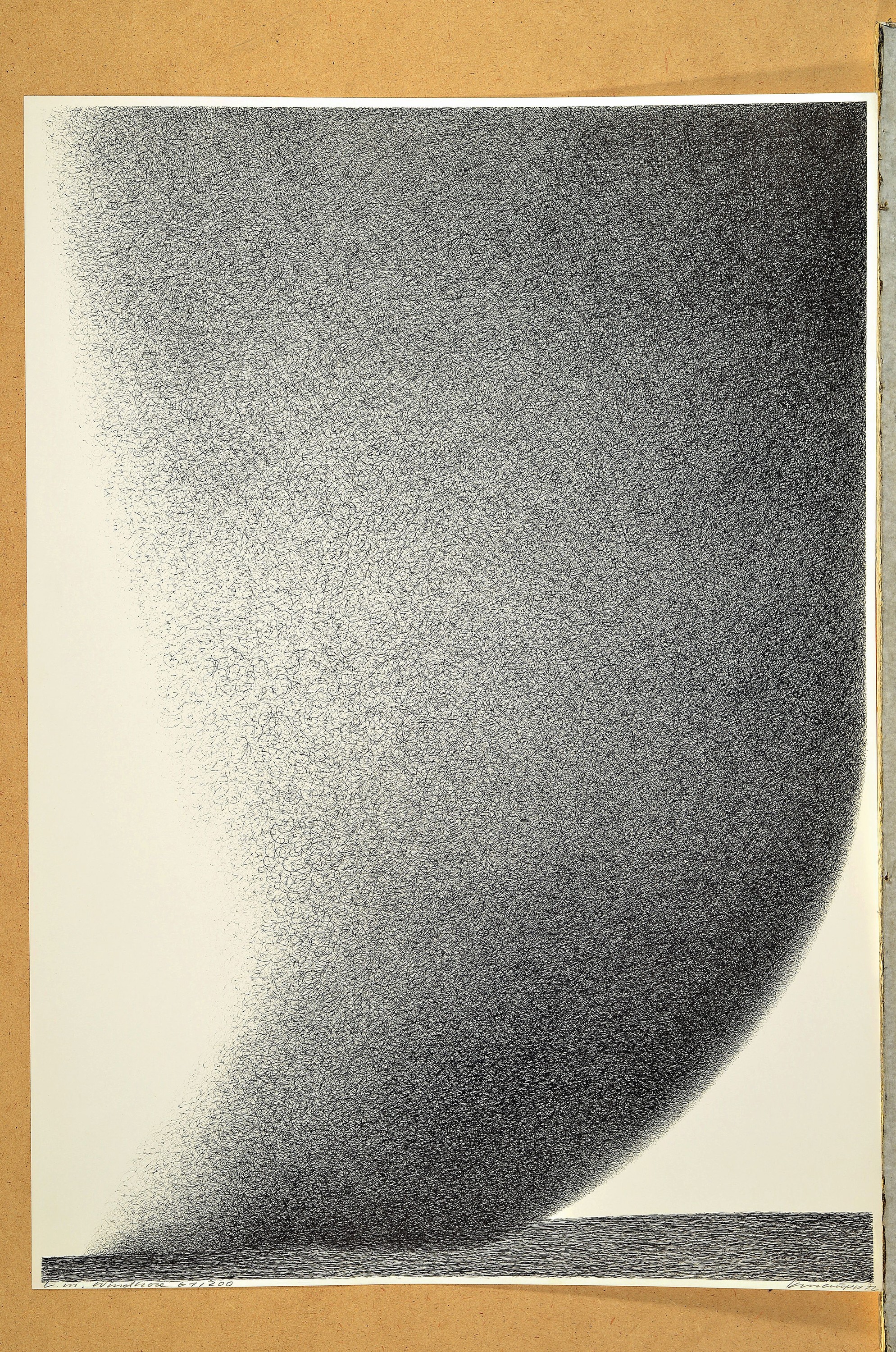 Detail k: Werner Knaupp, geb. 1636 Nürnberg, Lithographie, "Landschaft mit Windhose", 1972,handsigniert, Ed. 61/200, Blatt 70x50 cm; Knaupp ...