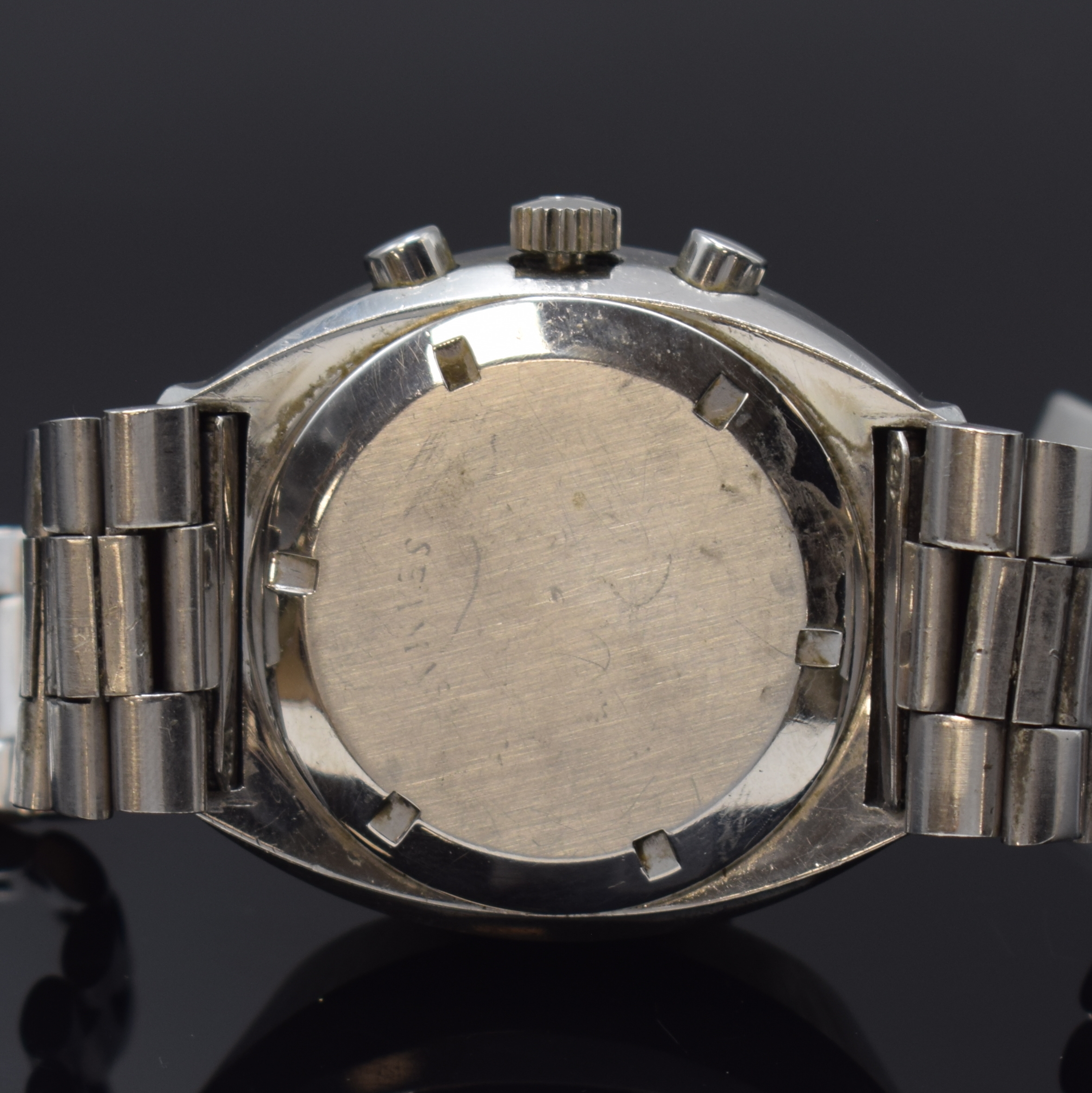 Detail d: OMEGA Speedmaster Professional Mark III Armbandchronograph Referenz 176.002, Schweiz um 1972, Automatik, massives Edelstahlgeh., verschr. Boden m. ...