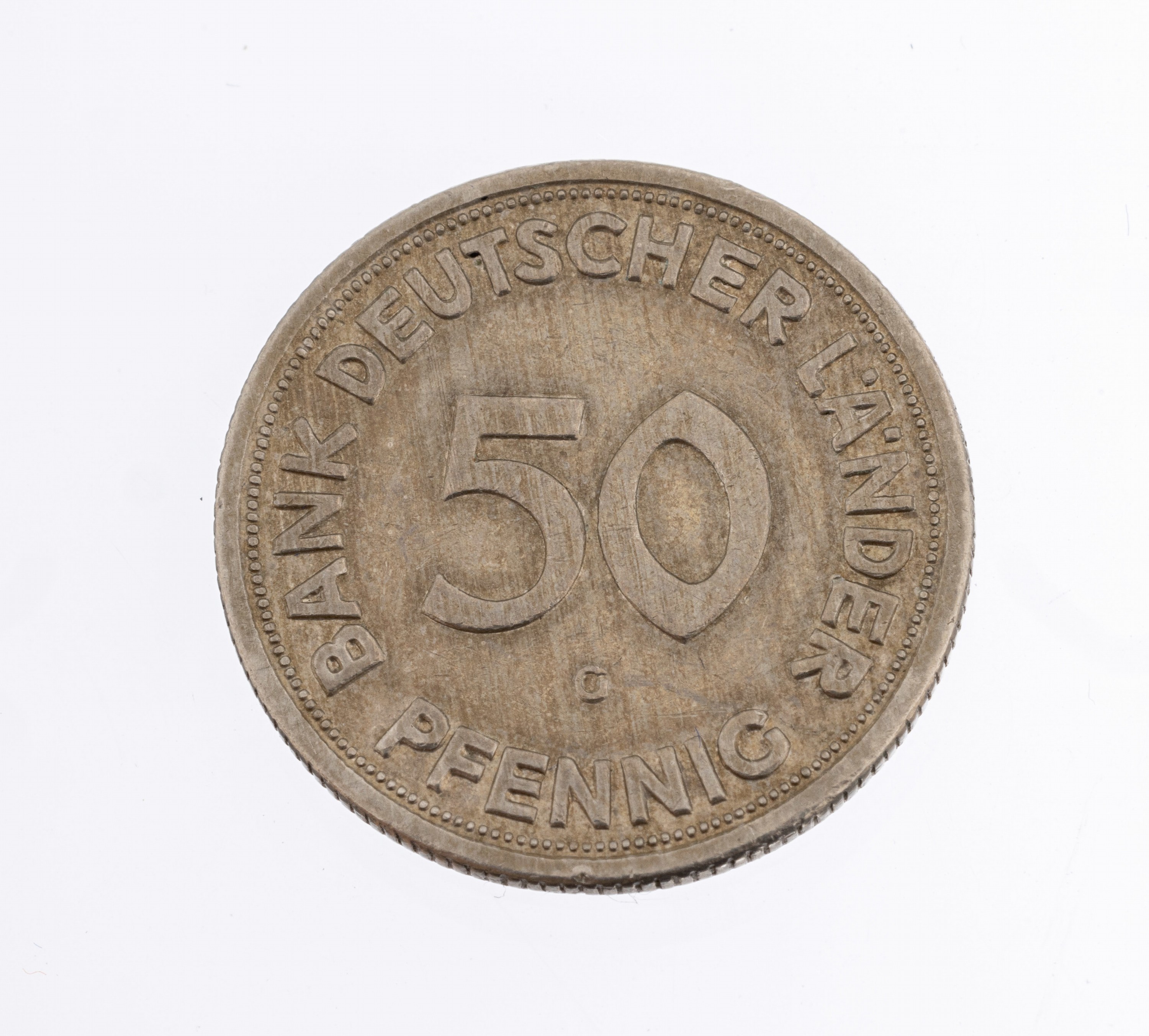 50 Pfennig, 1950, Bank deutscher Länder, Prägeort G