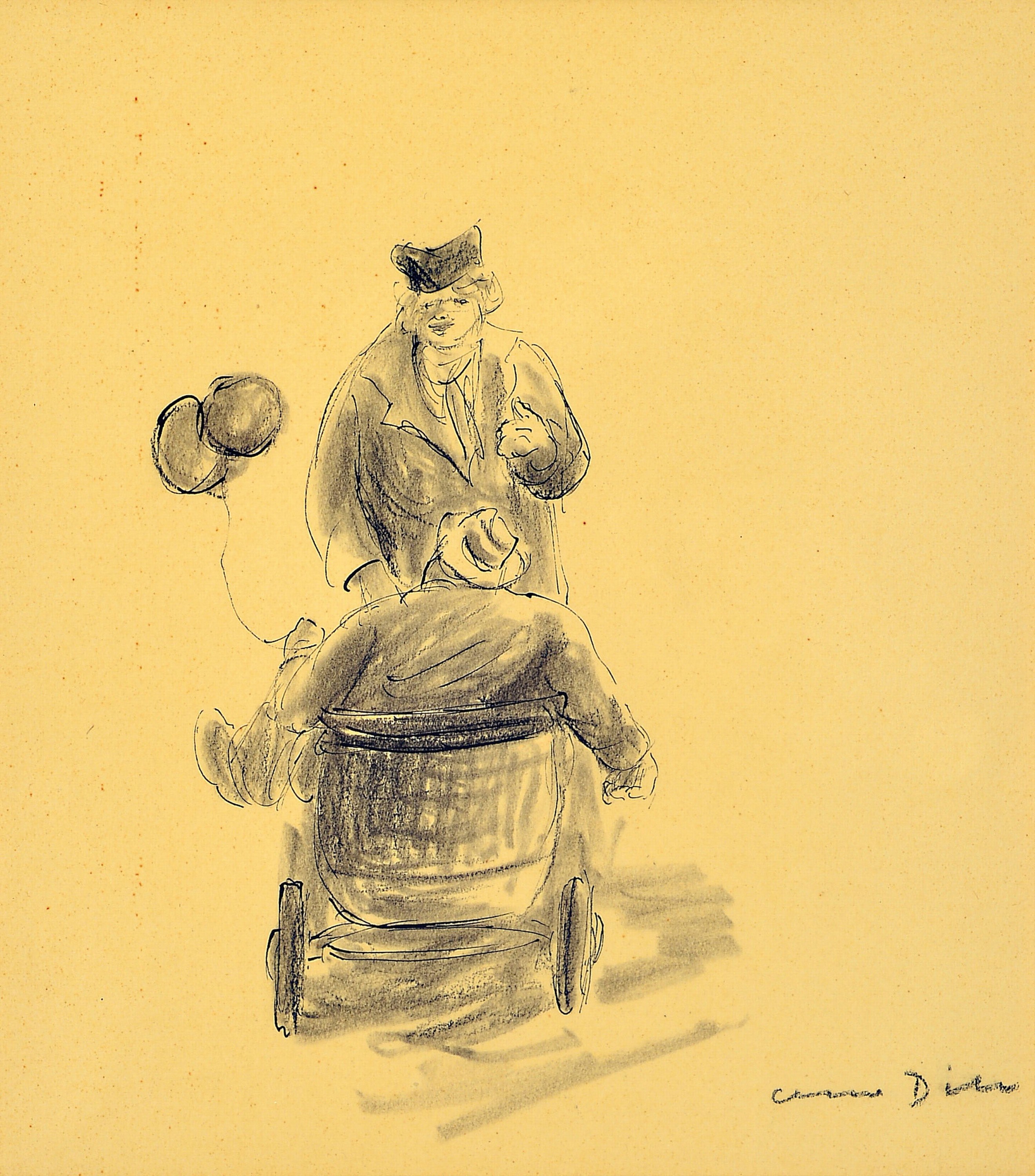 Otto Dill, 1884 Neustadt-1957 Bad Dürkheim, 2 Lithographien nach Tuschfederzeichnungen, Besucher des Dürkheimer Wurstmarktes, je handsigniert, ...