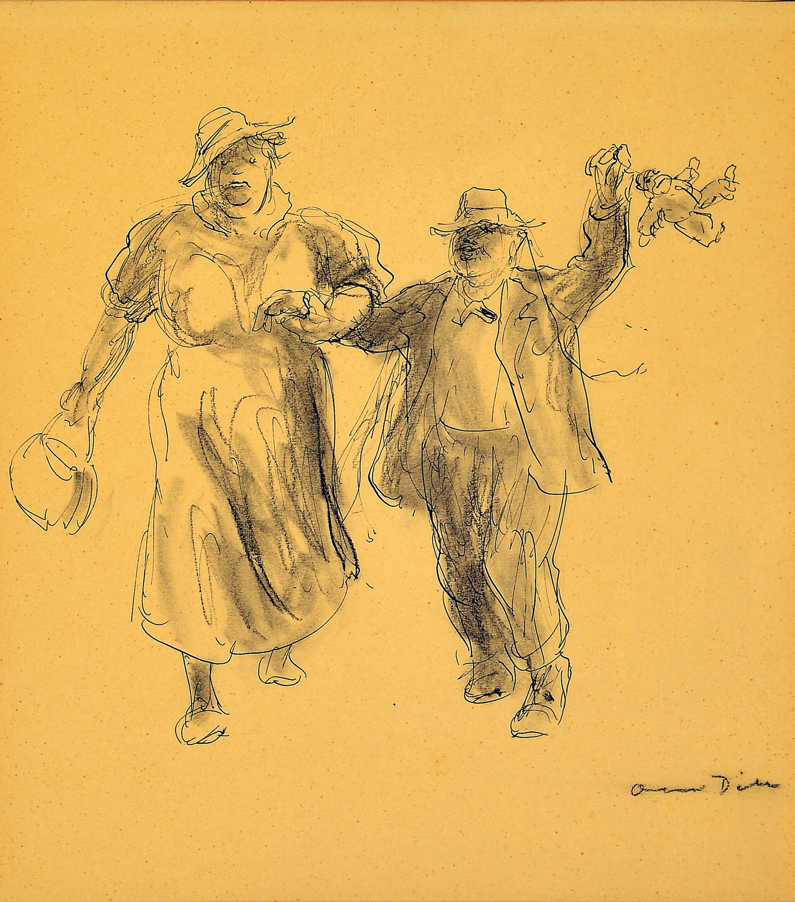 Detail a: Otto Dill, 1884 Neustadt-1957 Bad Dürkheim, 2 Lithographien nach Tuschfederzeichnungen, Besucher des Dürkheimer Wurstmarktes, je handsigniert, ...
