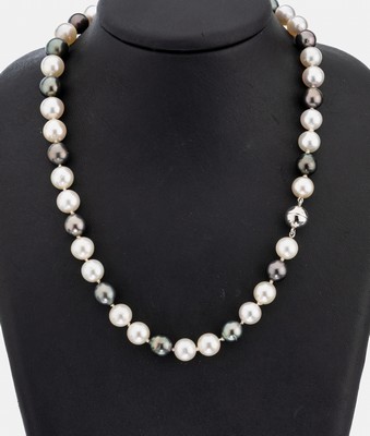 Image 26839828 - Zuchtperl-Collier, im Wechsel Tahitizuchtperlen und Akoyazuchtperlen, D. ca.9-10 mm, L. ...