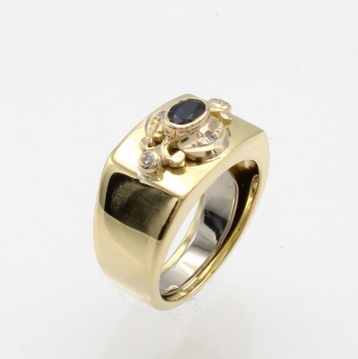 Image 26839860 - Ring mit Saphir und Brillanten, GG 750/000, Saphir ca. 0.10 ct, Diam. ca. 0.03 ct ...