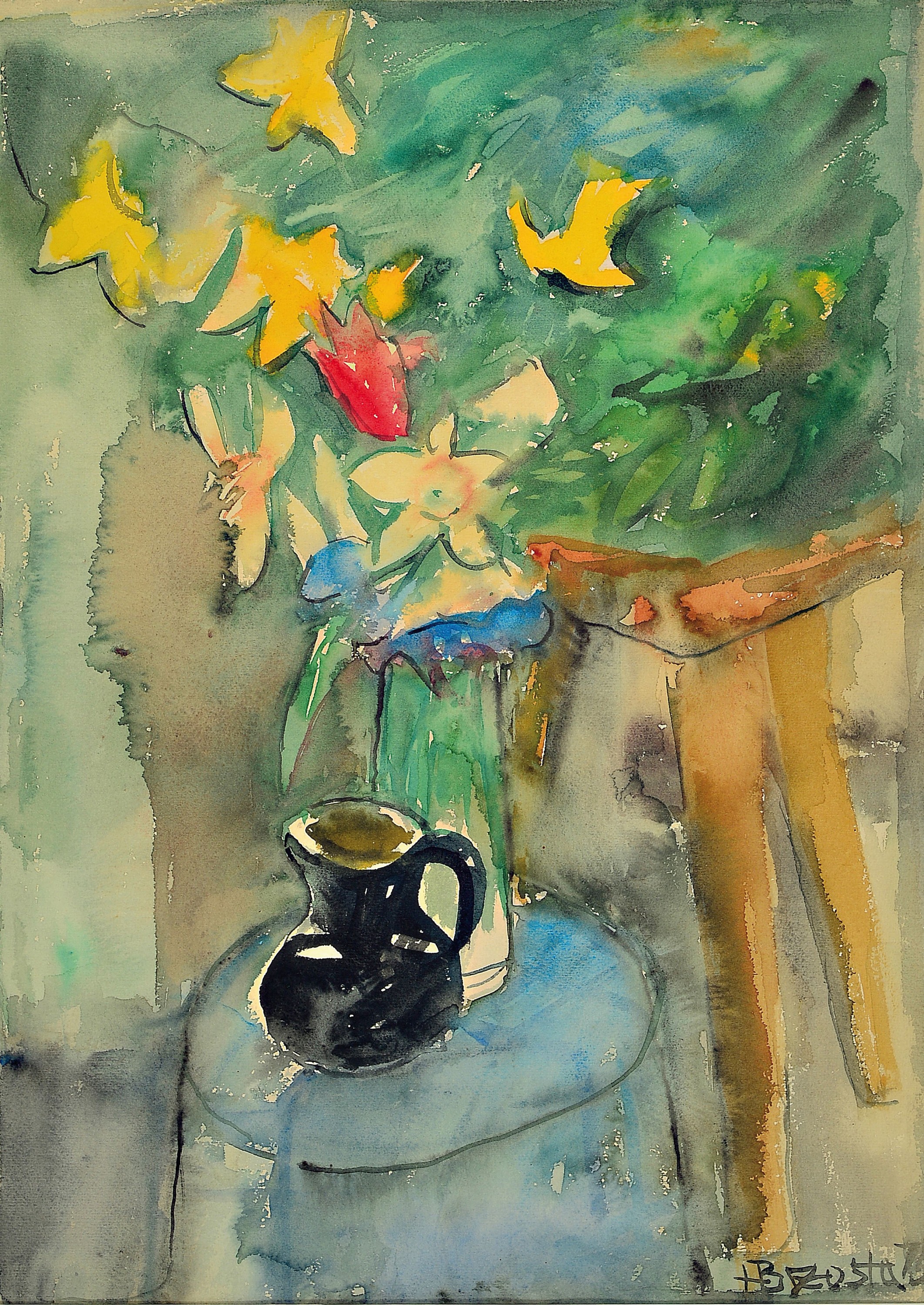 Heinz Brzoska, 1942 Kattowitz-2015 Ludwigshafen, 2 Aquarelle, Blumenstillleben,handsigniert, datiert 1975 und 1977, je unter Glas gerahmt 70x56 cm