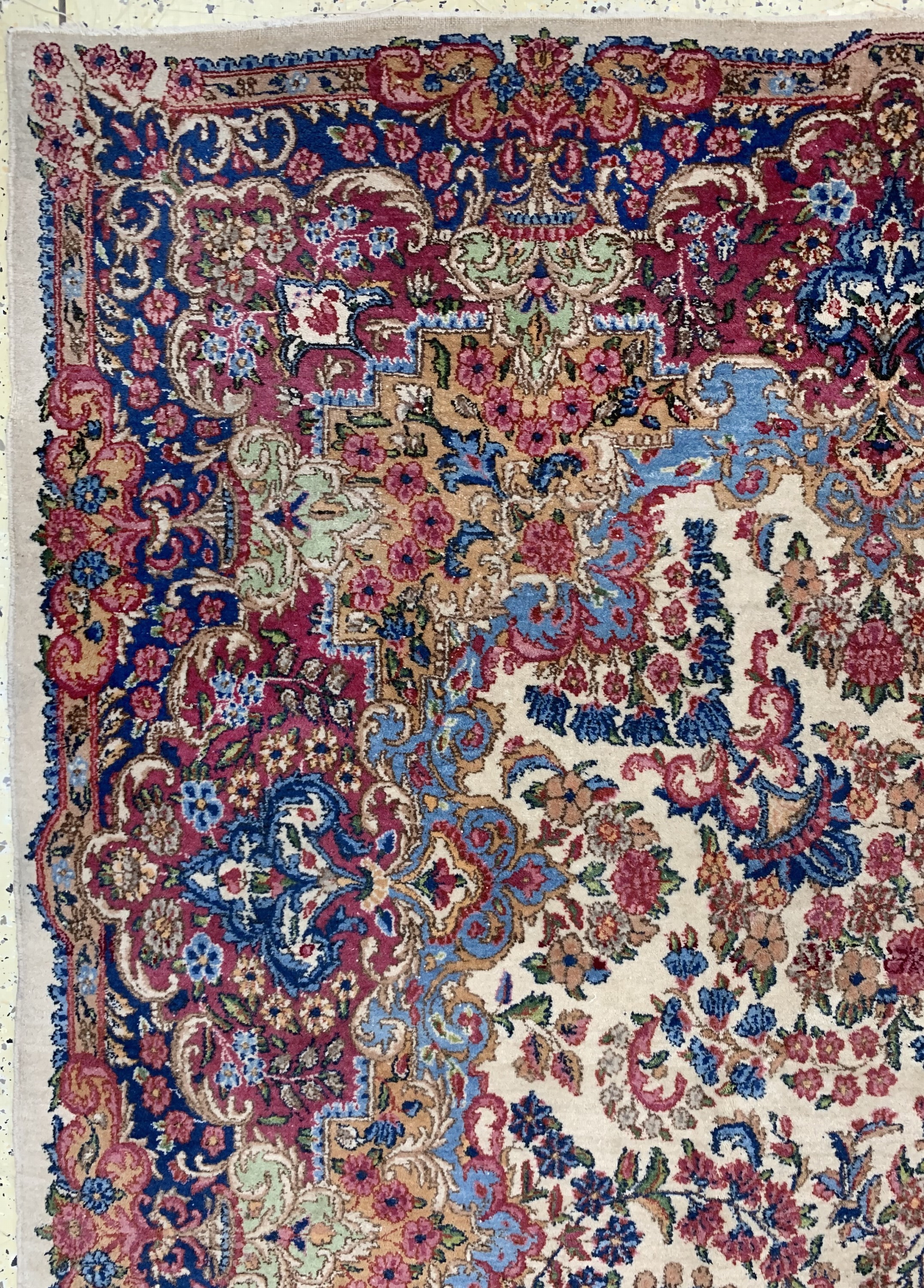 Detail d: Kerman"Lawar"antik, Persien, um 1900, Wolleauf Baumwolle, ca. 440 x 295 cm, EHZ: 2-3