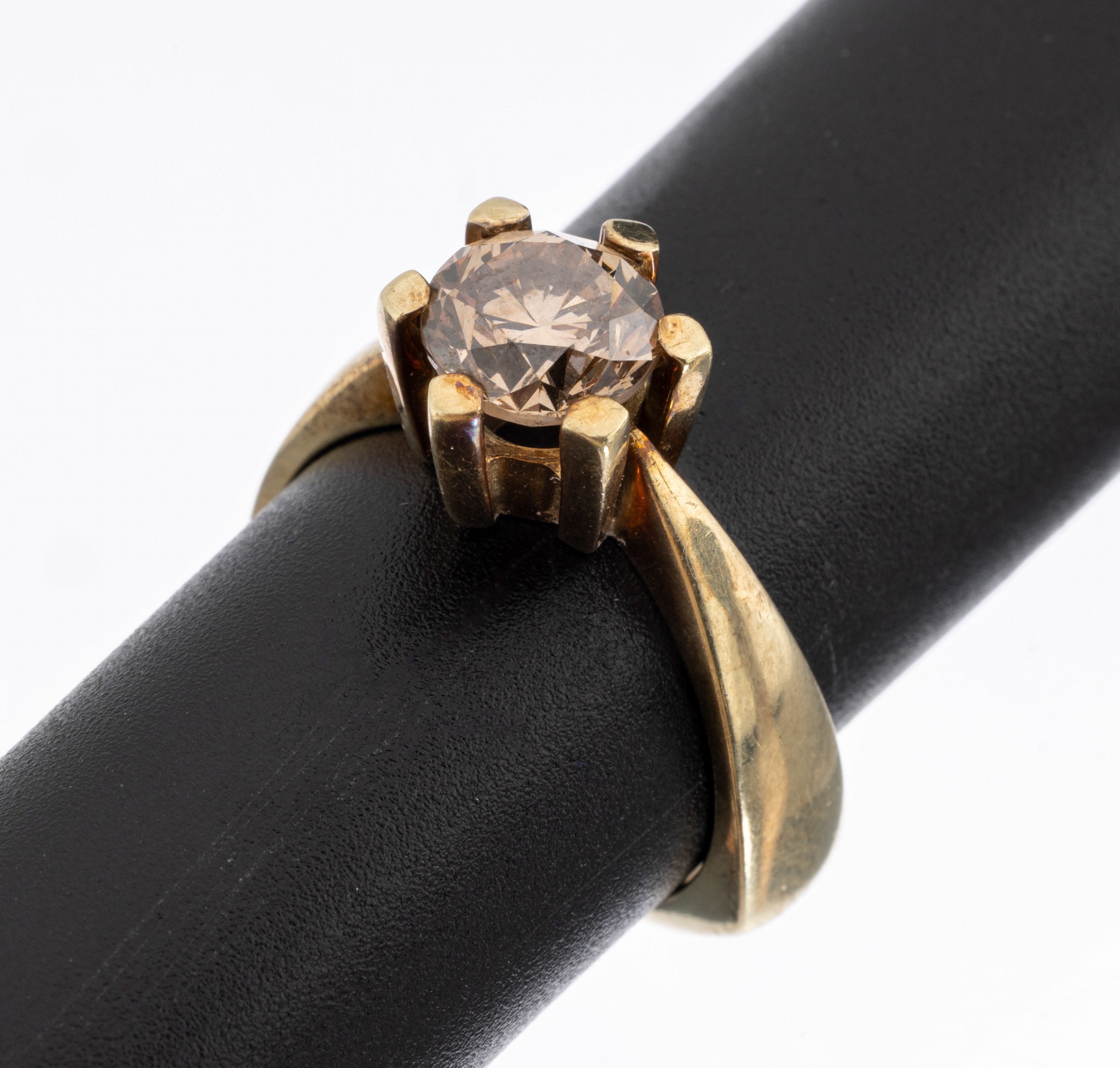 14 kt Gold Brillant-Ring, GG 585/000, qualitätvolle Verarbeitung, 1 Brillant ca. 1.75 ct Braun/si, RW 57, ca. 8.9 g