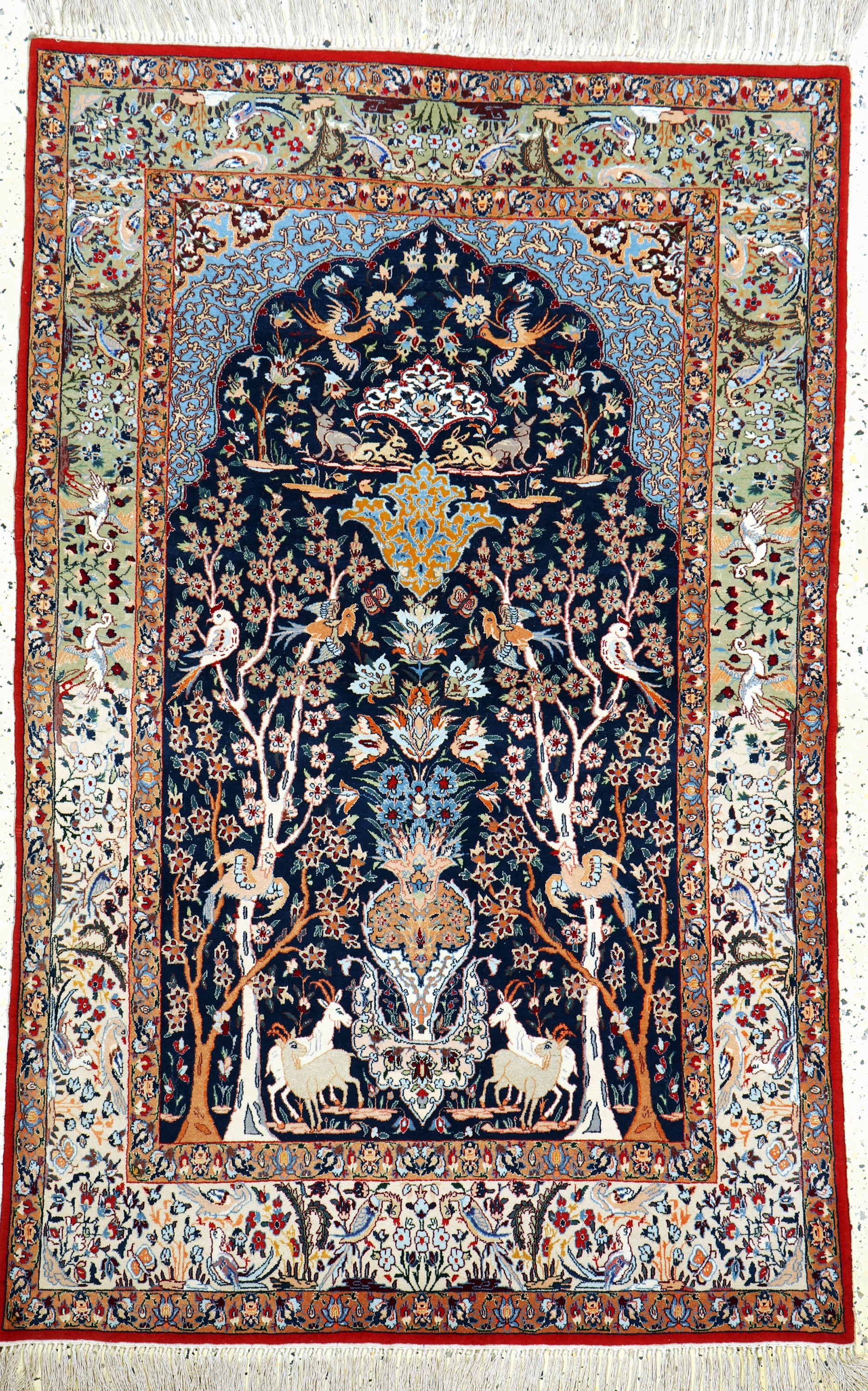 Esfahan fein, Persien, Mitte 20.Jhd, Korkwolle mit und auf Seide, ca. 157 x 103 cm,ca. 1,0 Mio. Kn/qm, EHZ: 1-2