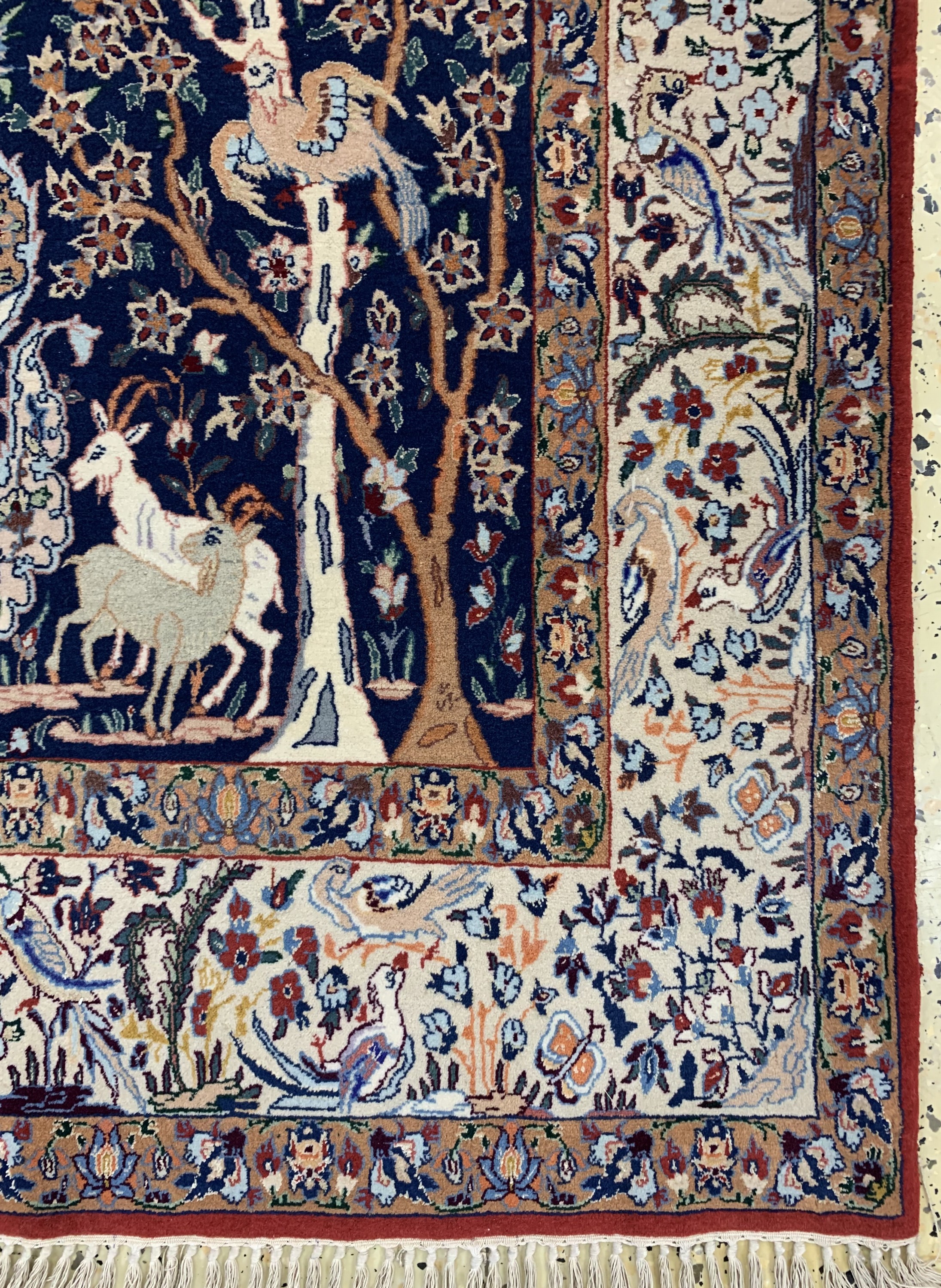 Detail a: Esfahan fein, Persien, Mitte 20.Jhd, Korkwolle mit und auf Seide, ca. 157 x 103 cm,ca. 1,0 Mio. Kn/qm, EHZ: 1-2