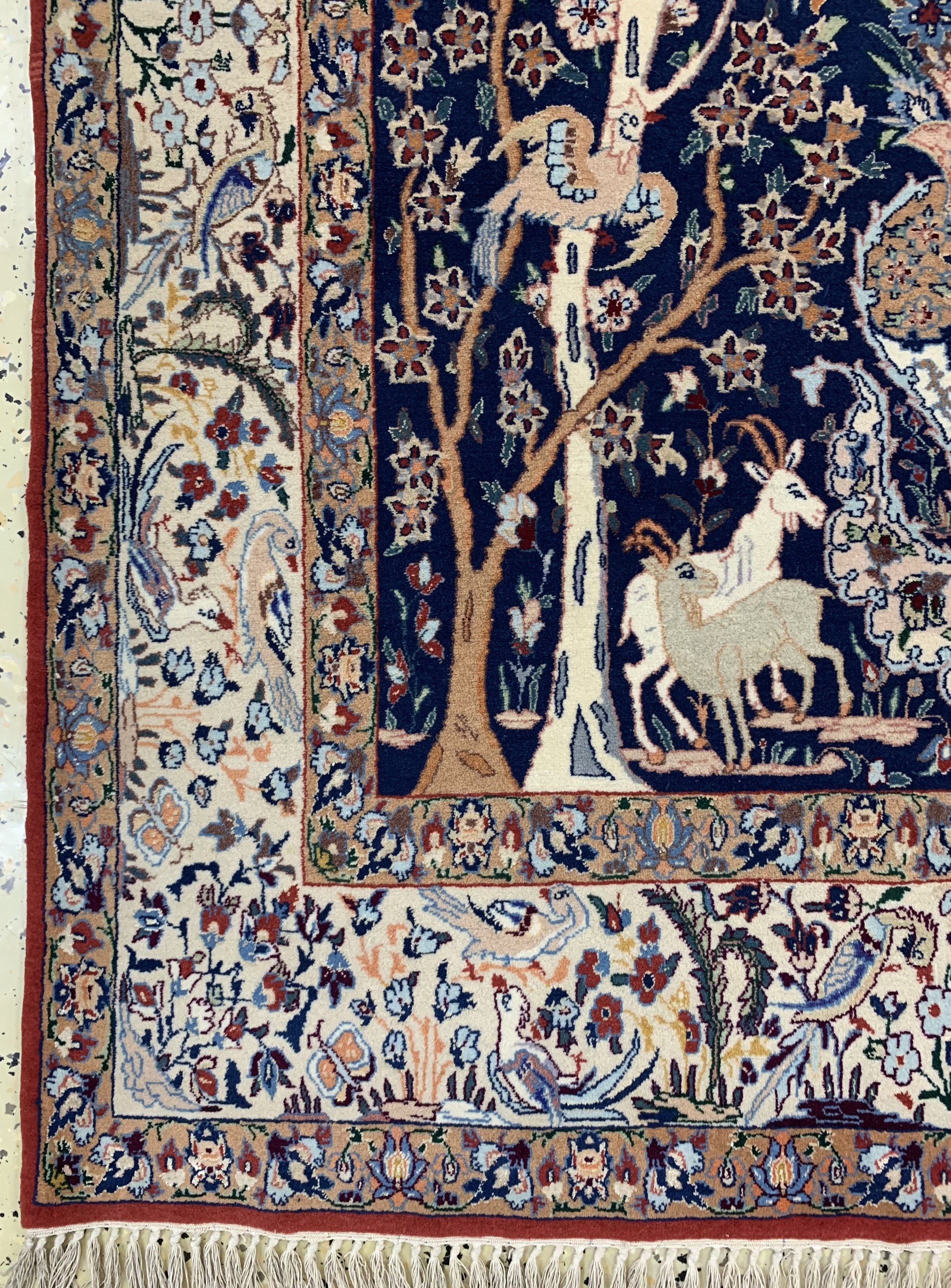 Detail b: Esfahan fein, Persien, Mitte 20.Jhd, Korkwolle mit und auf Seide, ca. 157 x 103 cm,ca. 1,0 Mio. Kn/qm, EHZ: 1-2