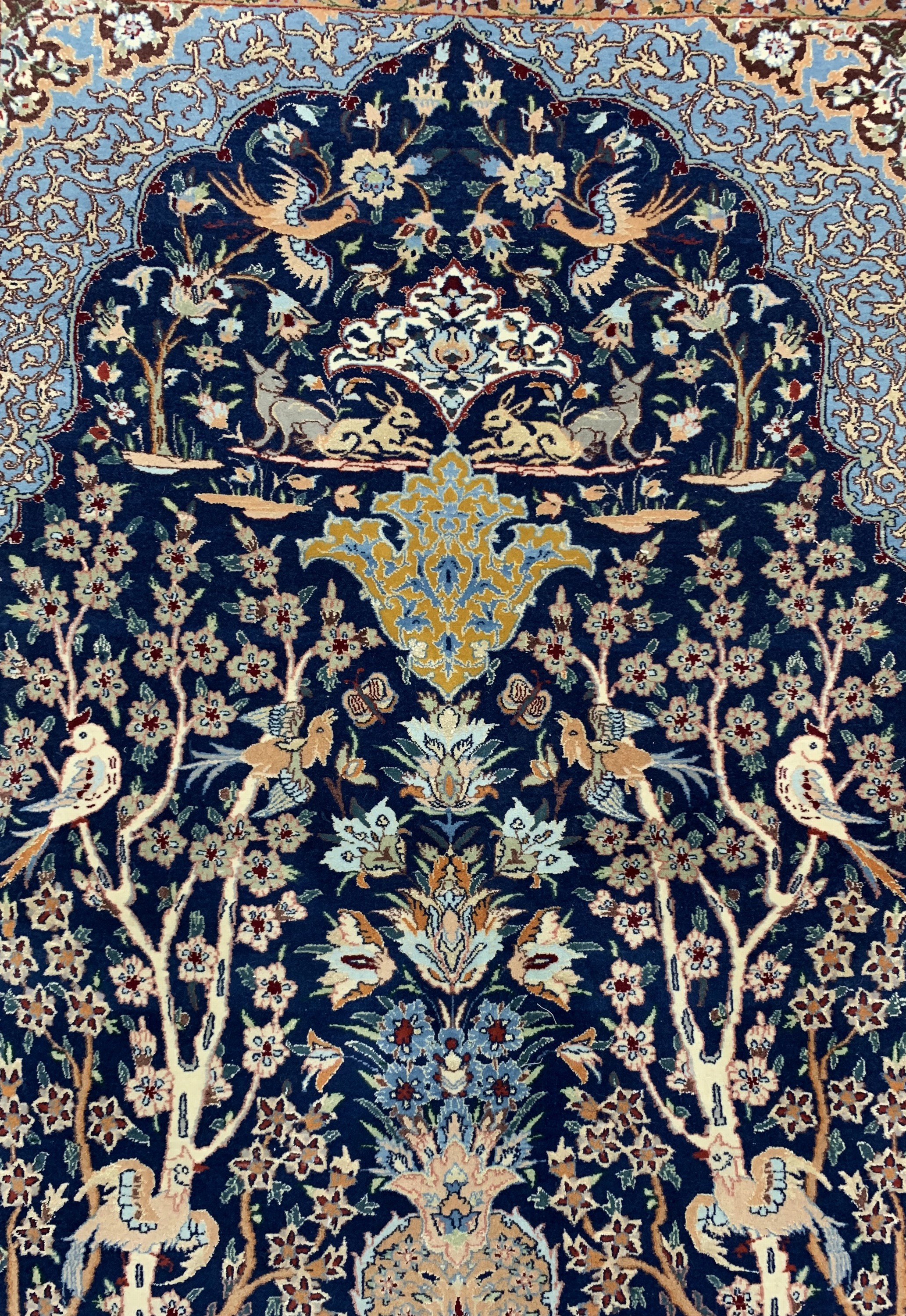 Detail c: Esfahan fein, Persien, Mitte 20.Jhd, Korkwolle mit und auf Seide, ca. 157 x 103 cm,ca. 1,0 Mio. Kn/qm, EHZ: 1-2