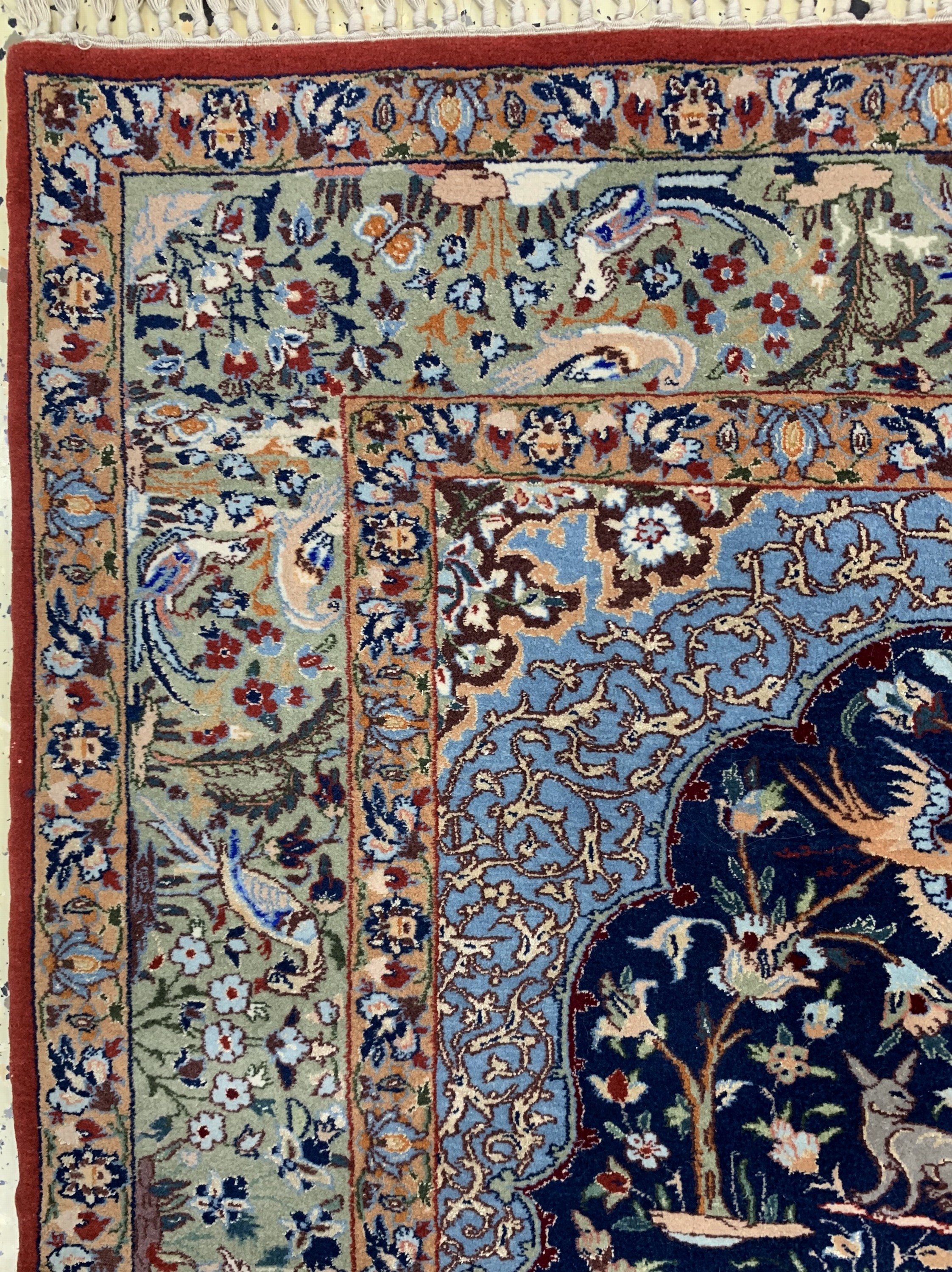 Detail d: Esfahan fein, Persien, Mitte 20.Jhd, Korkwolle mit und auf Seide, ca. 157 x 103 cm,ca. 1,0 Mio. Kn/qm, EHZ: 1-2