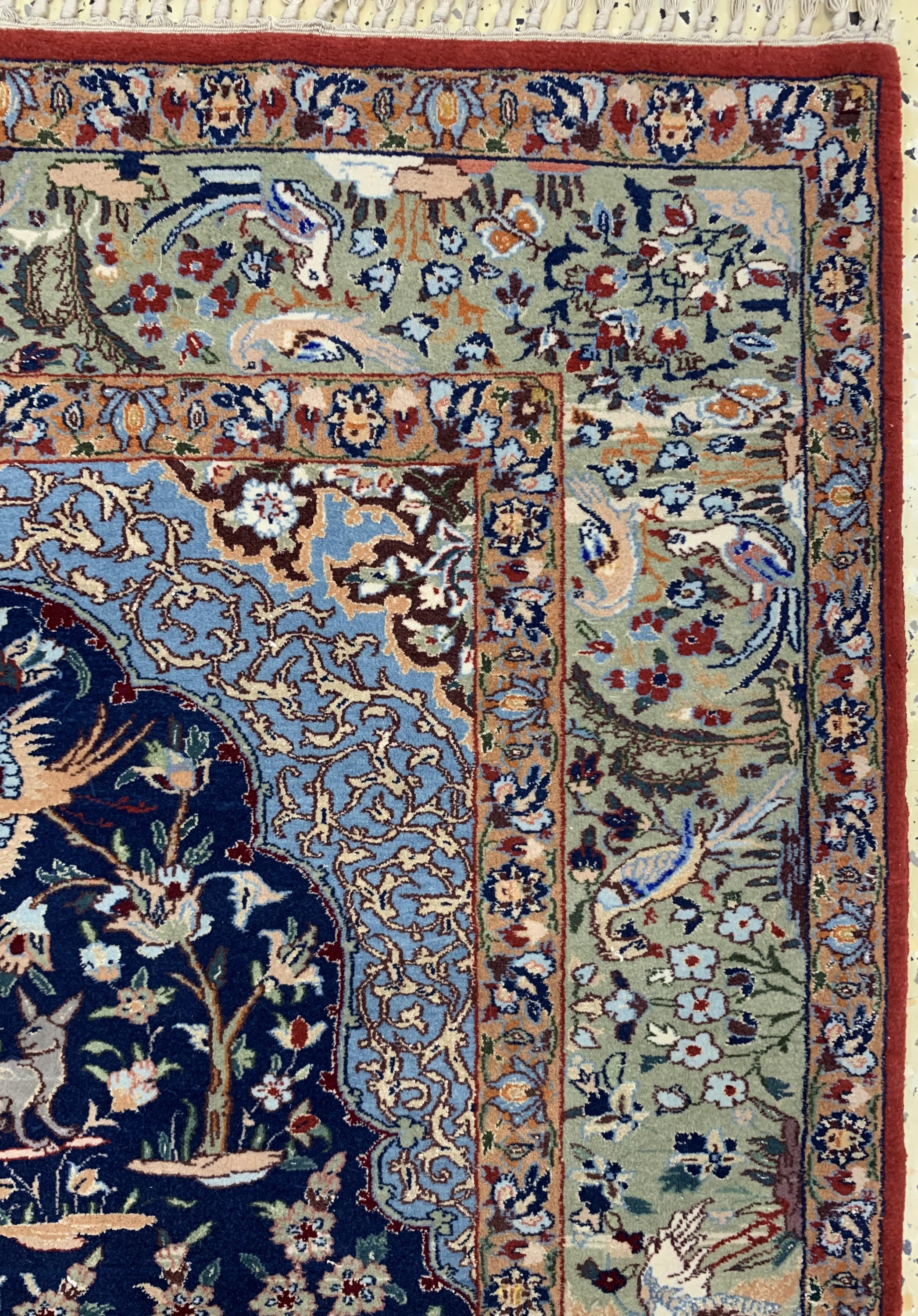Detail e: Esfahan fein, Persien, Mitte 20.Jhd, Korkwolle mit und auf Seide, ca. 157 x 103 cm,ca. 1,0 Mio. Kn/qm, EHZ: 1-2
