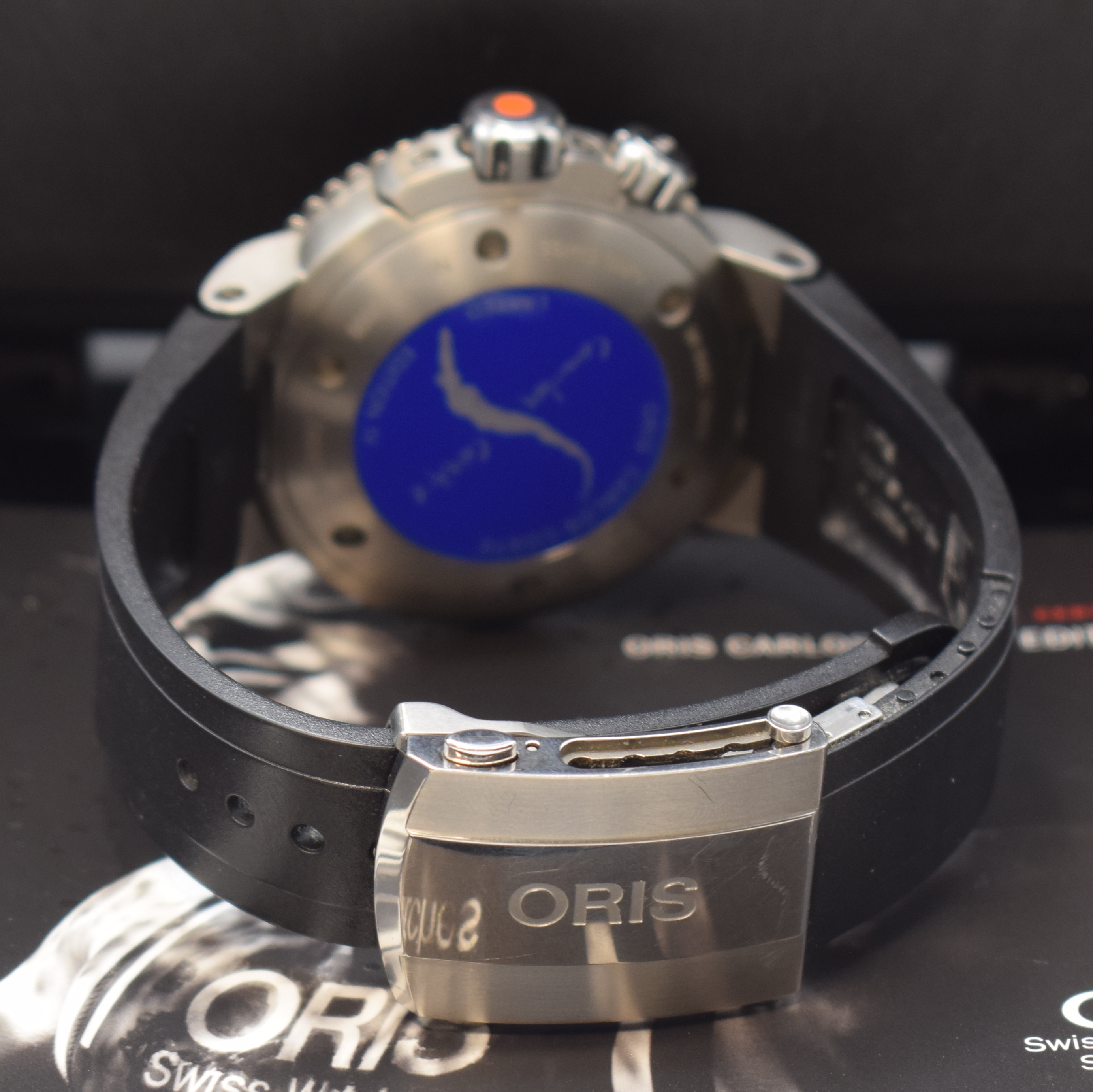 Detail b: ORIS Carlos Coste limitierte Taucheruhruhr in Titan, Schweiz um 2020, Automatik, teils satiniertes Geh., Boden u. Kronen verschr., eins. drehb. ...
