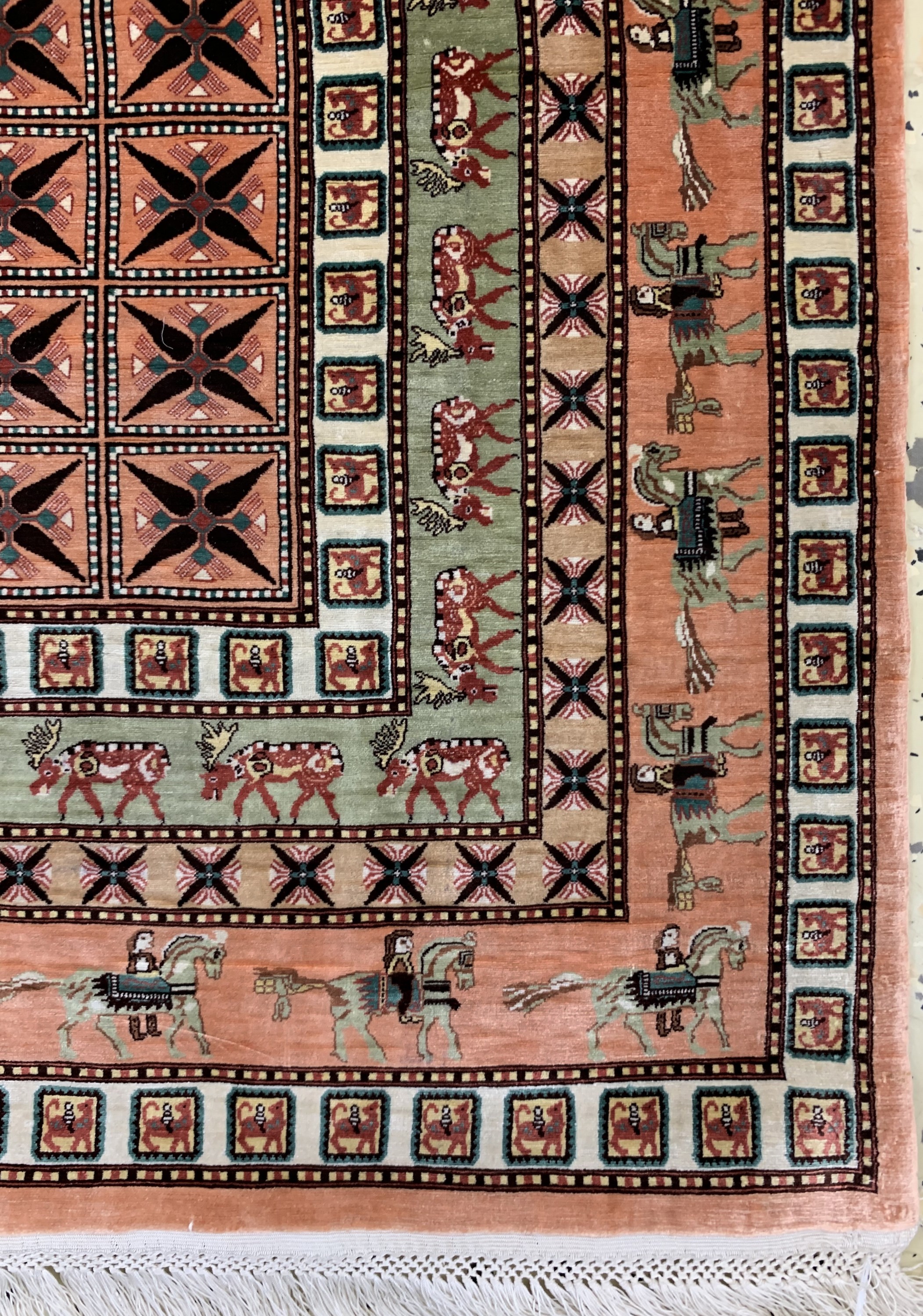 Detail a: Hereke Seide fein(20x20), signiert, Türkei,Ende 20.Jhd, reine Naturseide, ca. 55 x 57 cm,ca. 4,0 Mio. Kn/qm, EHZ: 1