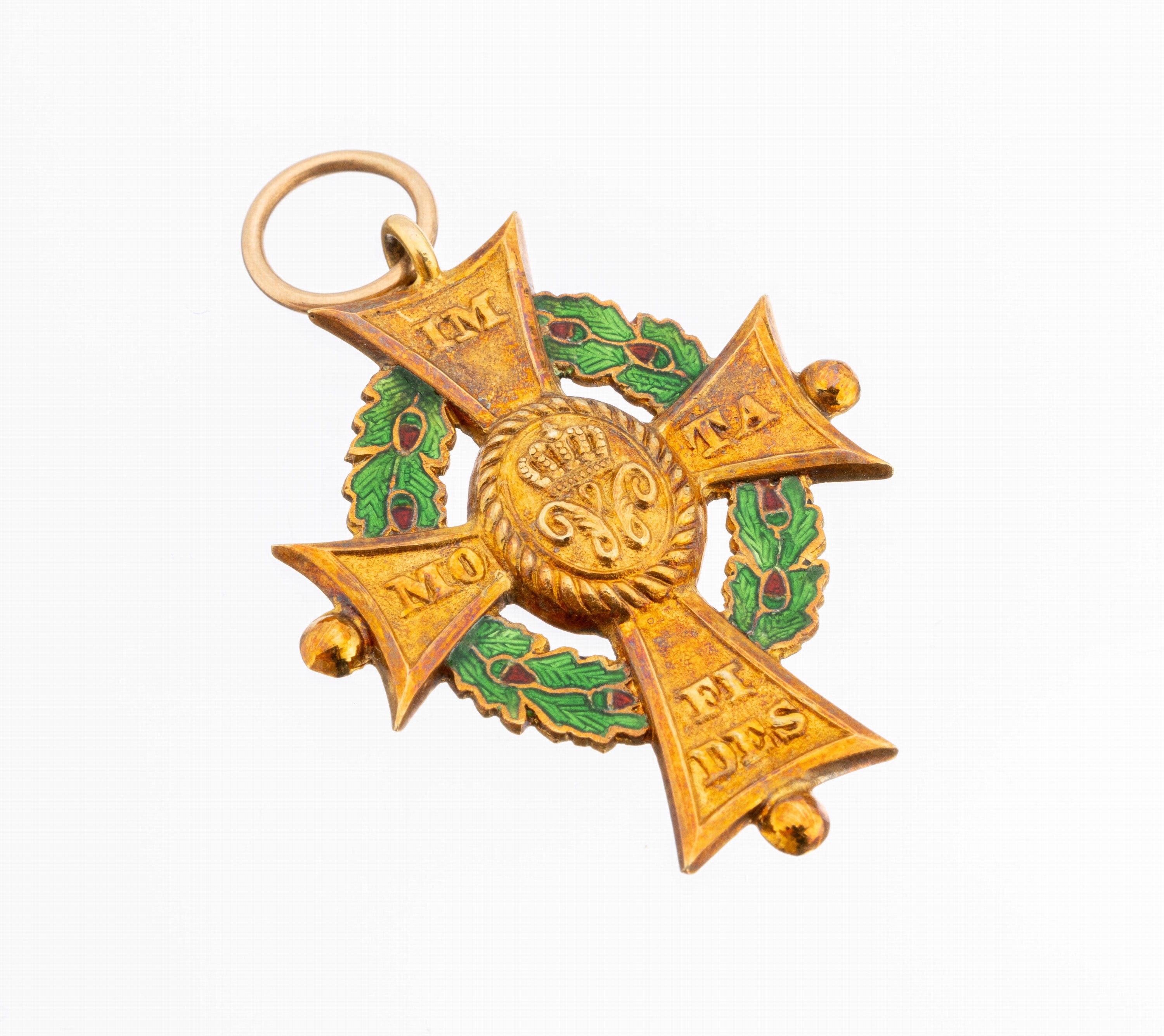 Orden deutscher Länder Braunschweig, Verdienstkreuz 1. Klasse, verliehen 1834-1912, GG 585/000 und grün emaill., Hersteller Siebrecht, im ...