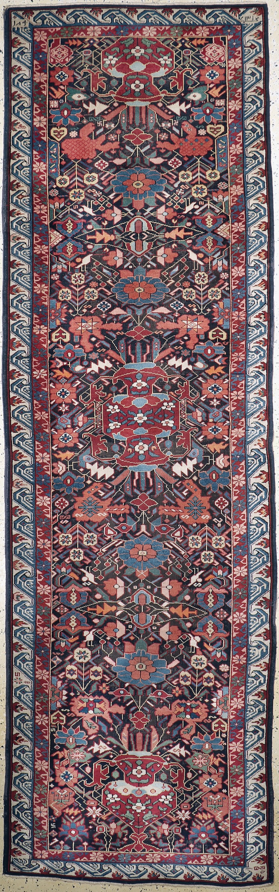 Antiker"Seychur"Kazak, Kaukasus, datiert 1301(1880), Wolle auf Wolle, ca. 350 x 106 cm,EHZ: 2