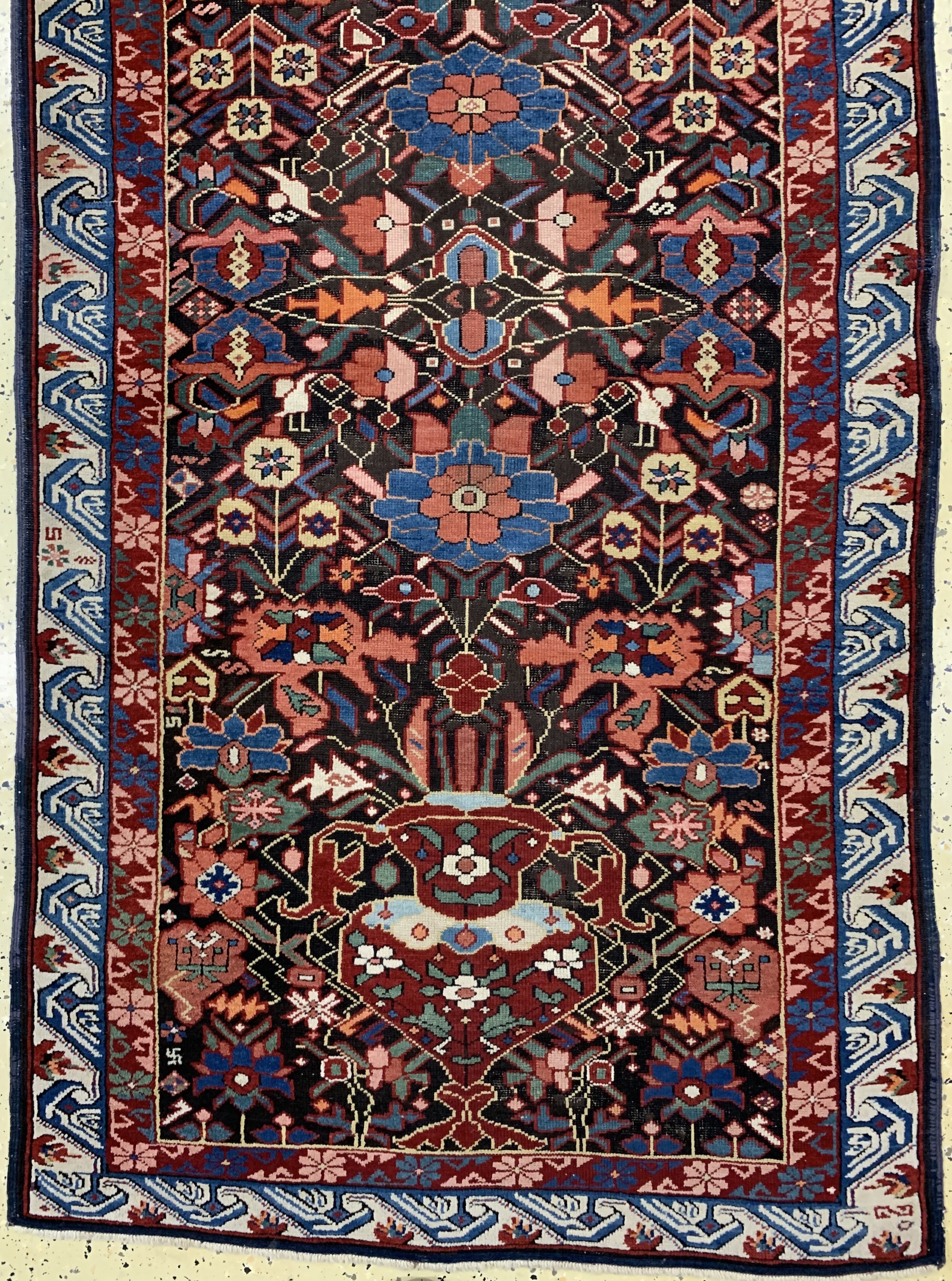 Detail c: Antiker"Seychur"Kazak, Kaukasus, datiert 1301(1880), Wolle auf Wolle, ca. 350 x 106 cm,EHZ: 2