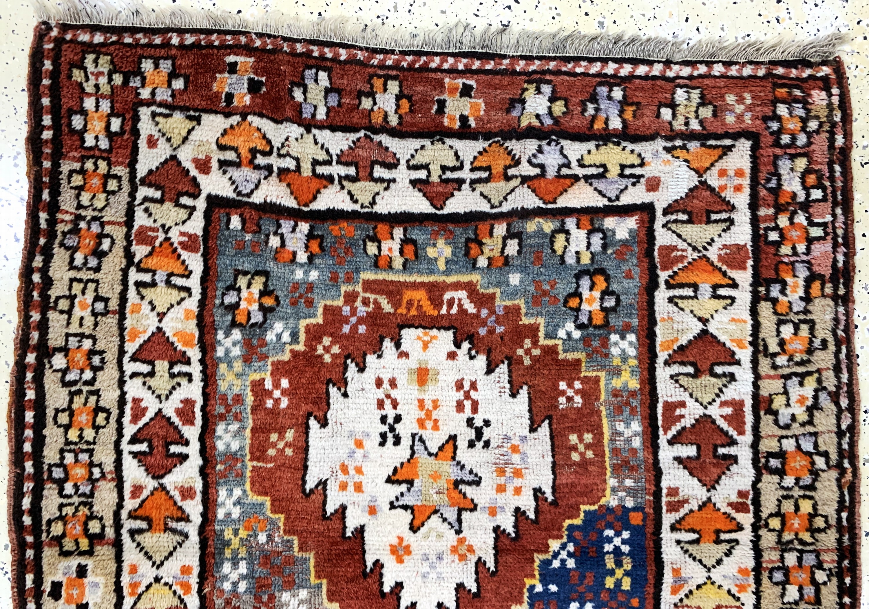 Detail a: Antiker Kazak, Kaukasus, um 1900, Wolle aufWolle, ca. 190 x 110 cm, EHZ: 3