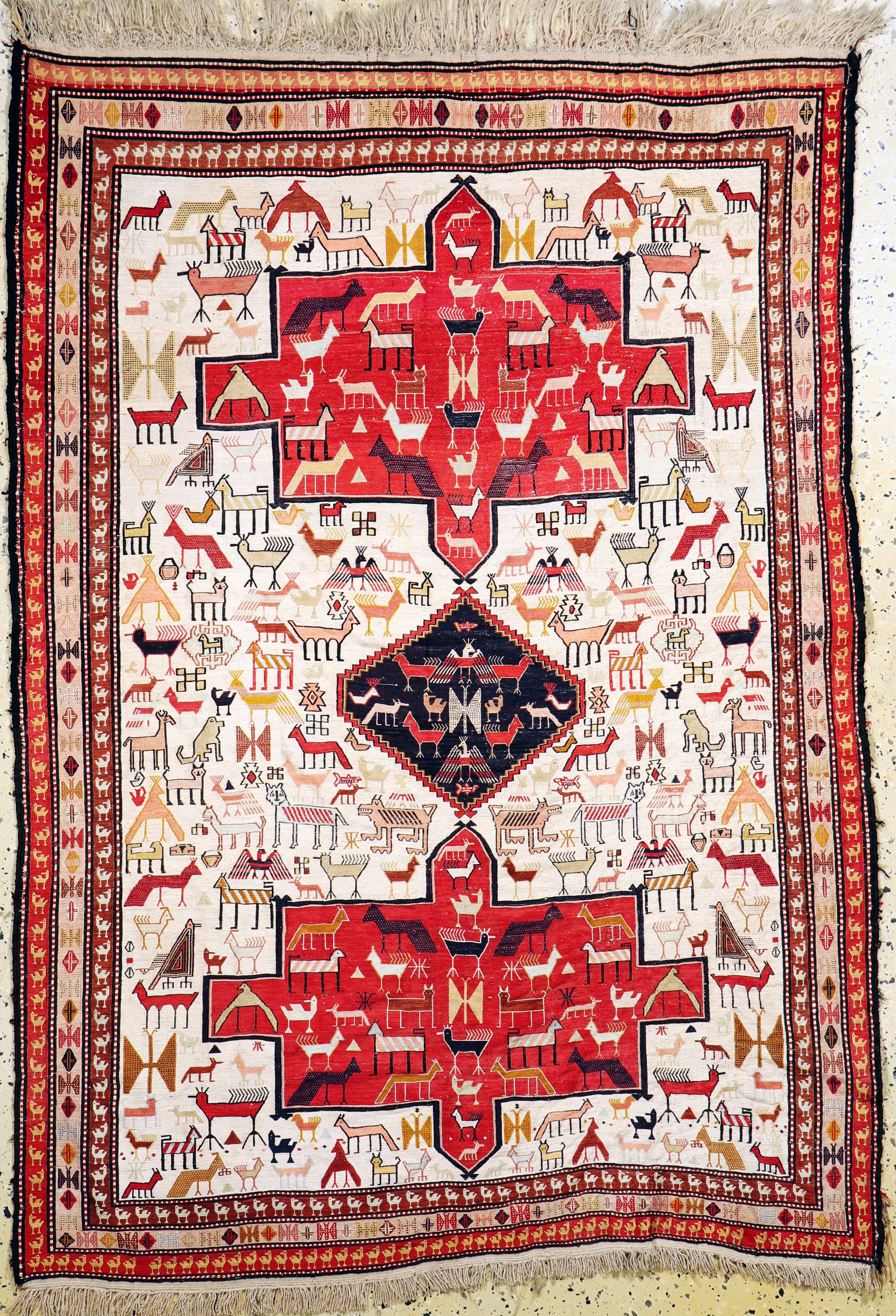 Seiden Sumakh, Azerbaijan, Mitte 20.Jhd, Seide auf Wolle, ca. 180 x 127 cm, EHZ: 2