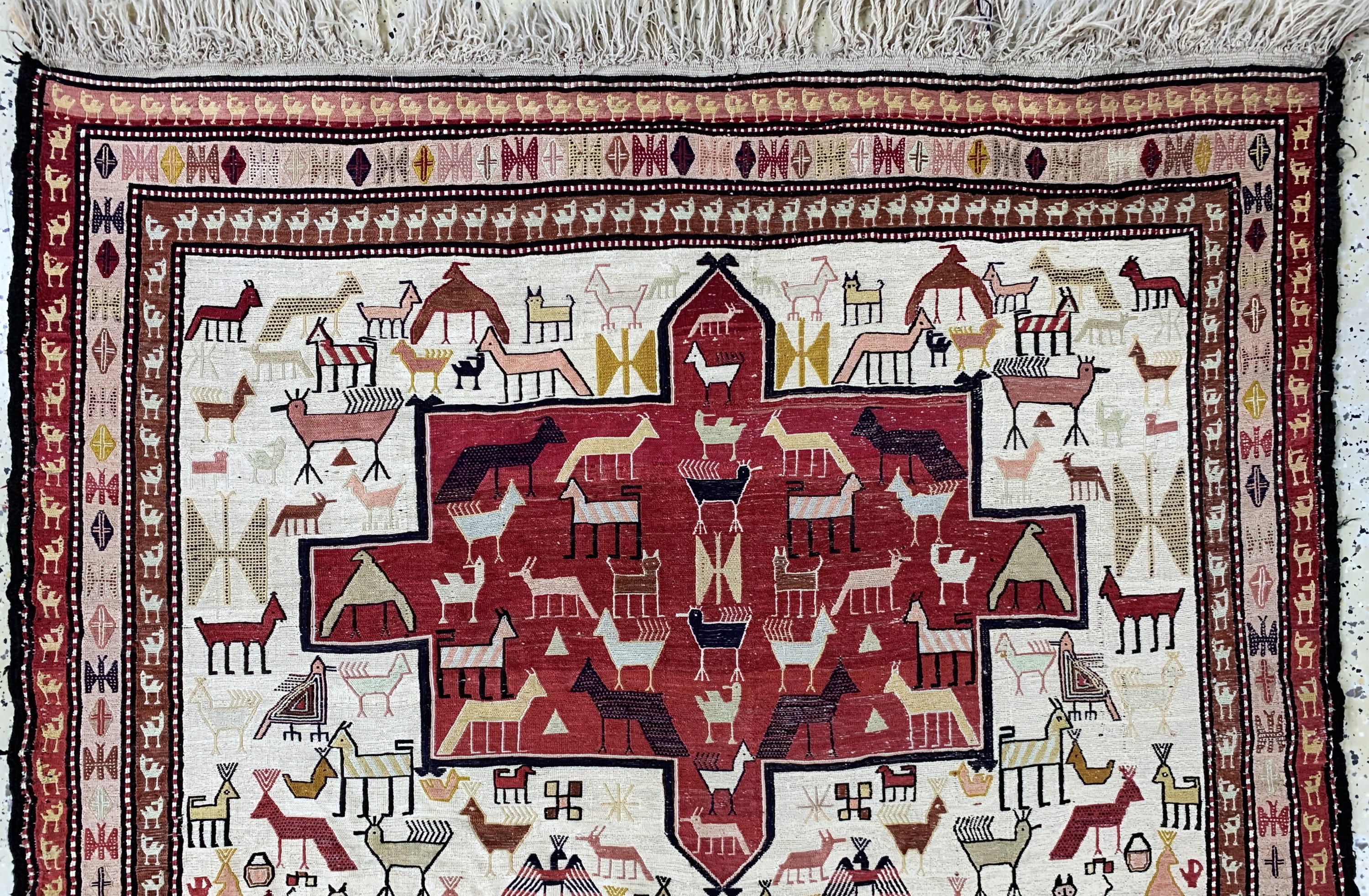 Detail a: Seiden Sumakh, Azerbaijan, Mitte 20.Jhd, Seide auf Wolle, ca. 180 x 127 cm, EHZ: 2