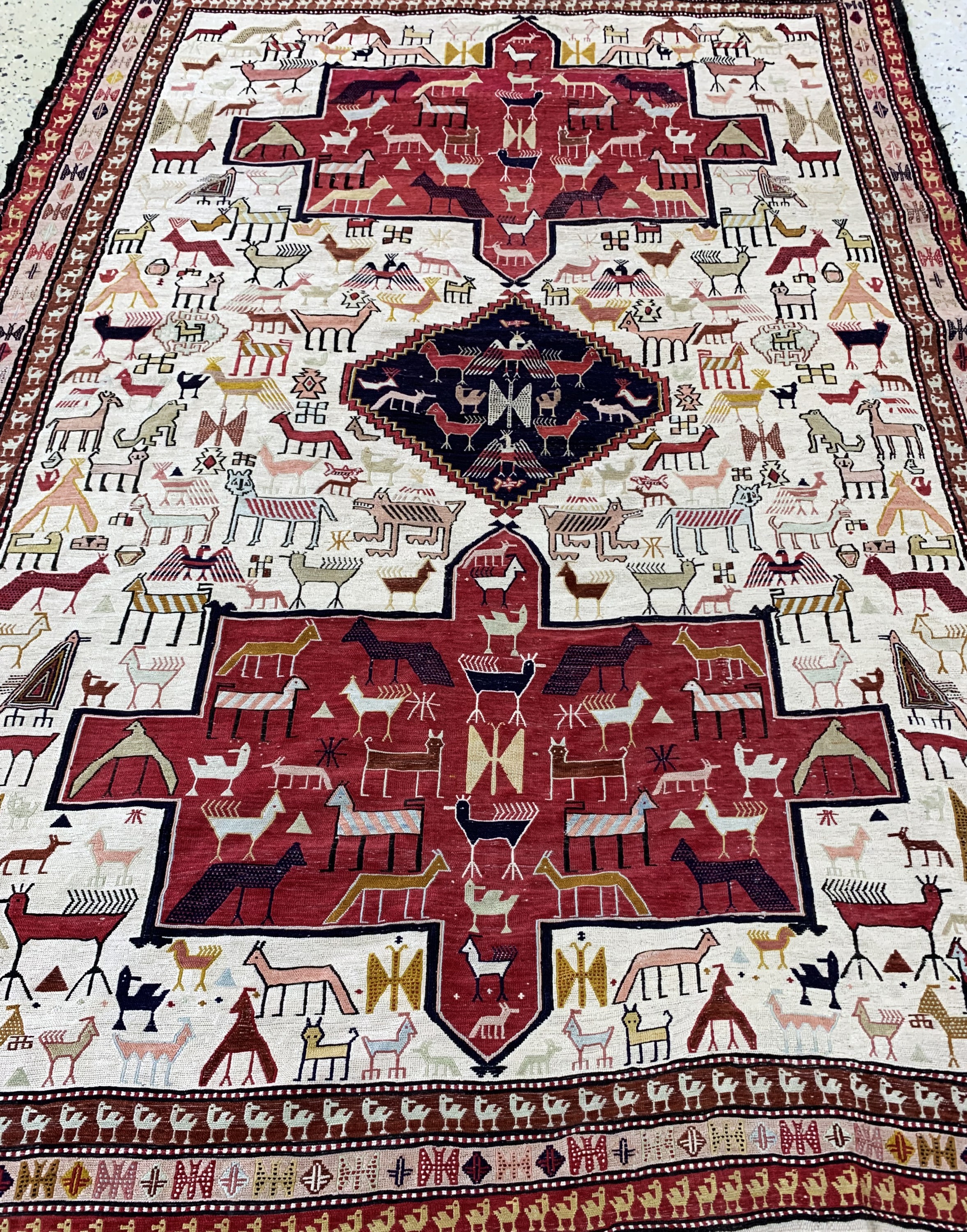 Detail d: Seiden Sumakh, Azerbaijan, Mitte 20.Jhd, Seide auf Wolle, ca. 180 x 127 cm, EHZ: 2