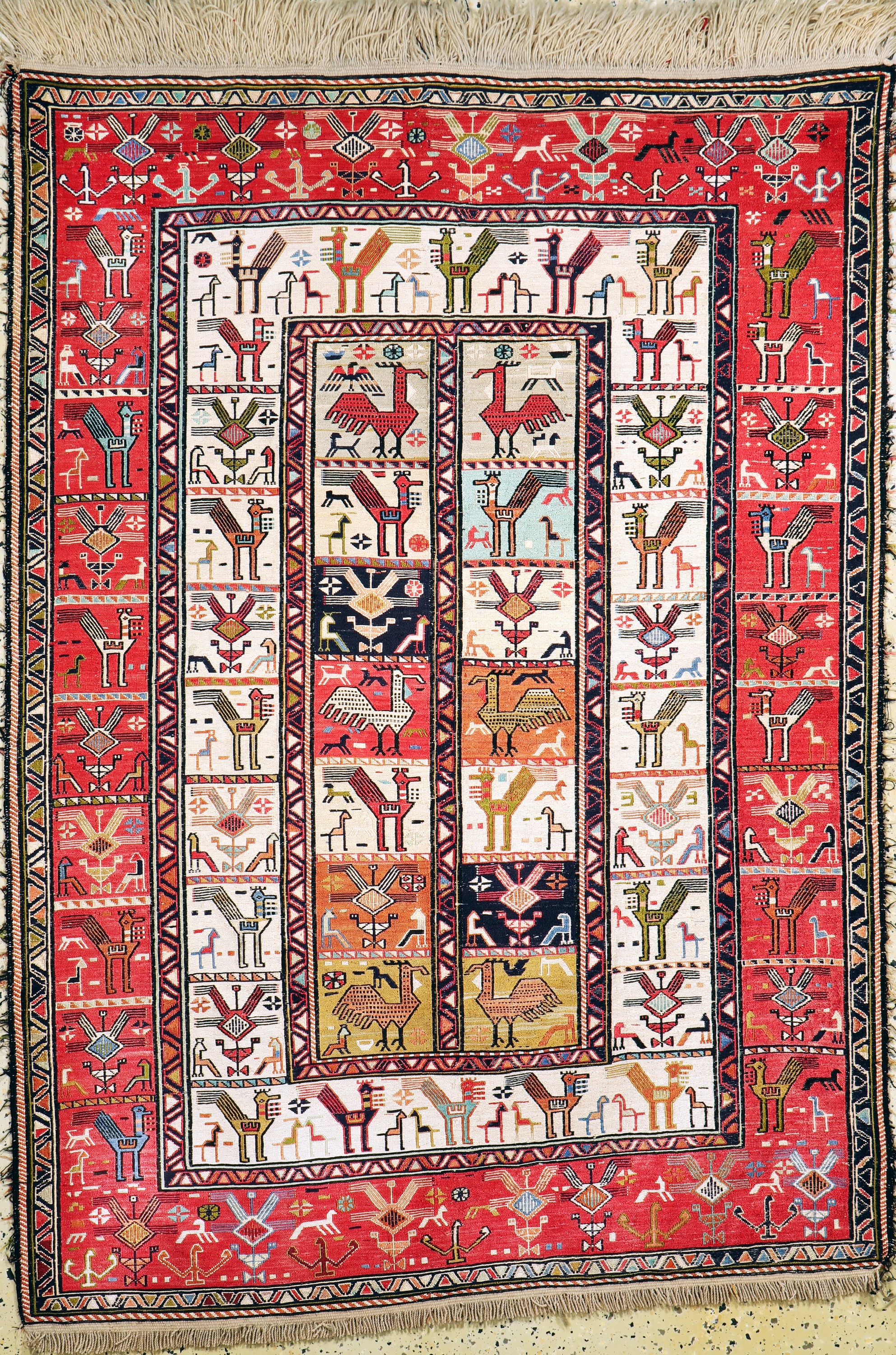Seiden Sumakh, Azerbaijan, Mitte 20.Jhd, Seide auf Wolle, ca. 180 x 130 cm, EHZ: 1-2