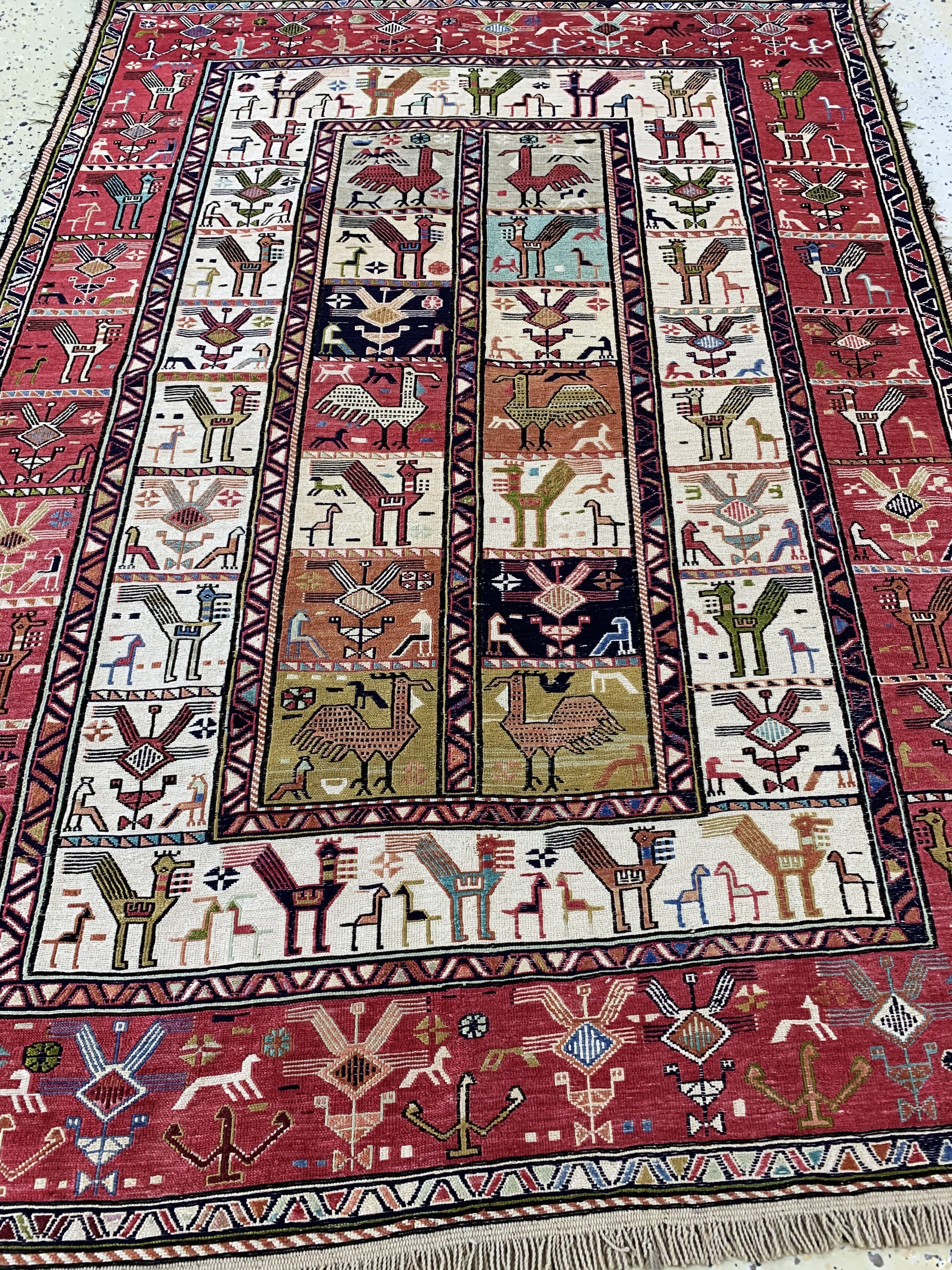 Detail d: Seiden Sumakh, Azerbaijan, Mitte 20.Jhd, Seide auf Wolle, ca. 180 x 130 cm, EHZ: 1-2