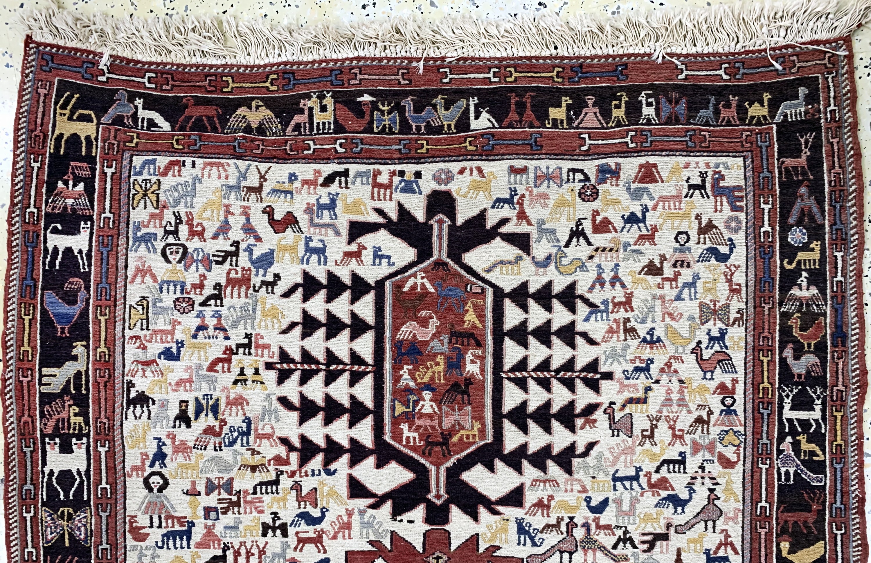 Detail a: 2 Lots Sumakh, Azerbaijan, Ende 20.Jhd, Baumwolle auf Baumwolle, ca. 130 x 120 cm & ca. 150 x 115 cm, EHZ: 2