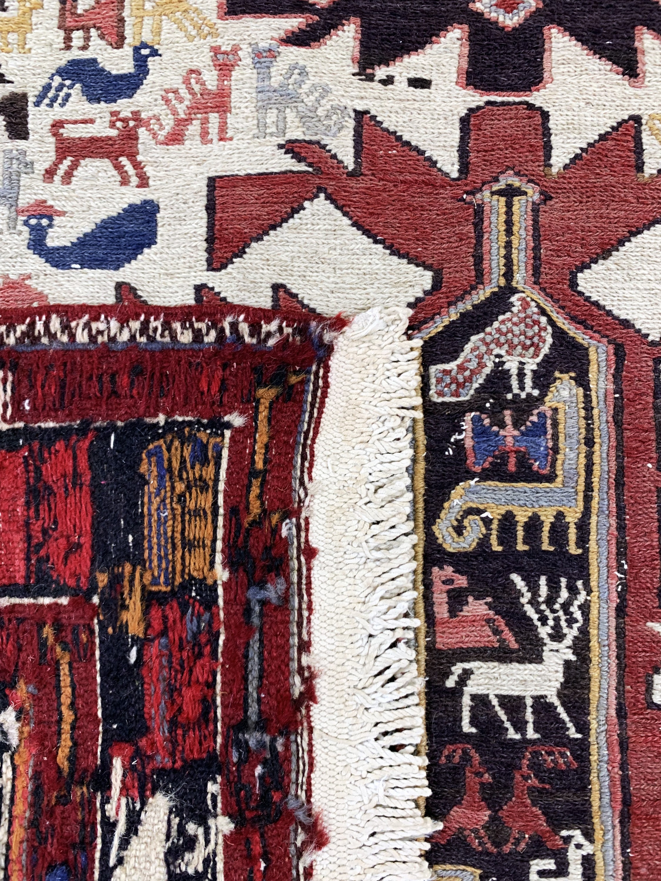 Detail d: 2 Lots Sumakh, Azerbaijan, Ende 20.Jhd, Baumwolle auf Baumwolle, ca. 130 x 120 cm & ca. 150 x 115 cm, EHZ: 2