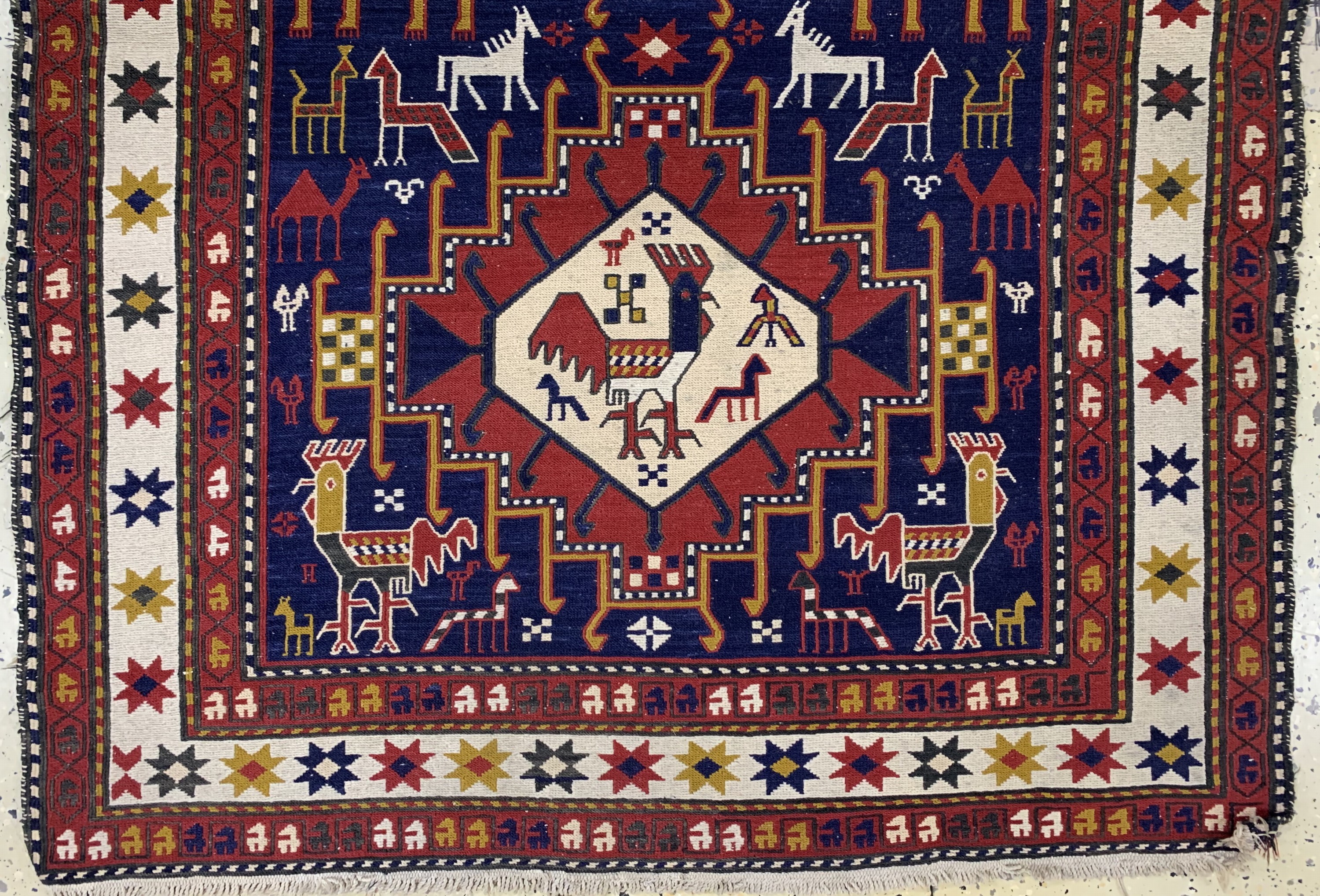 Detail f: 2 Lots Sumakh, Azerbaijan, Ende 20.Jhd, Baumwolle auf Baumwolle, ca. 130 x 120 cm & ca. 150 x 115 cm, EHZ: 2