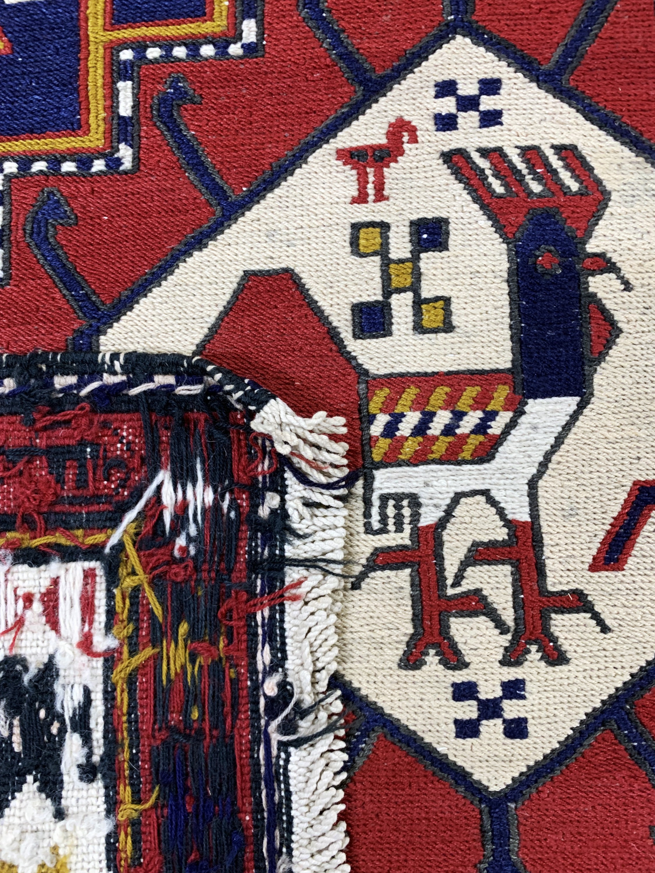 Detail h: 2 Lots Sumakh, Azerbaijan, Ende 20.Jhd, Baumwolle auf Baumwolle, ca. 130 x 120 cm & ca. 150 x 115 cm, EHZ: 2