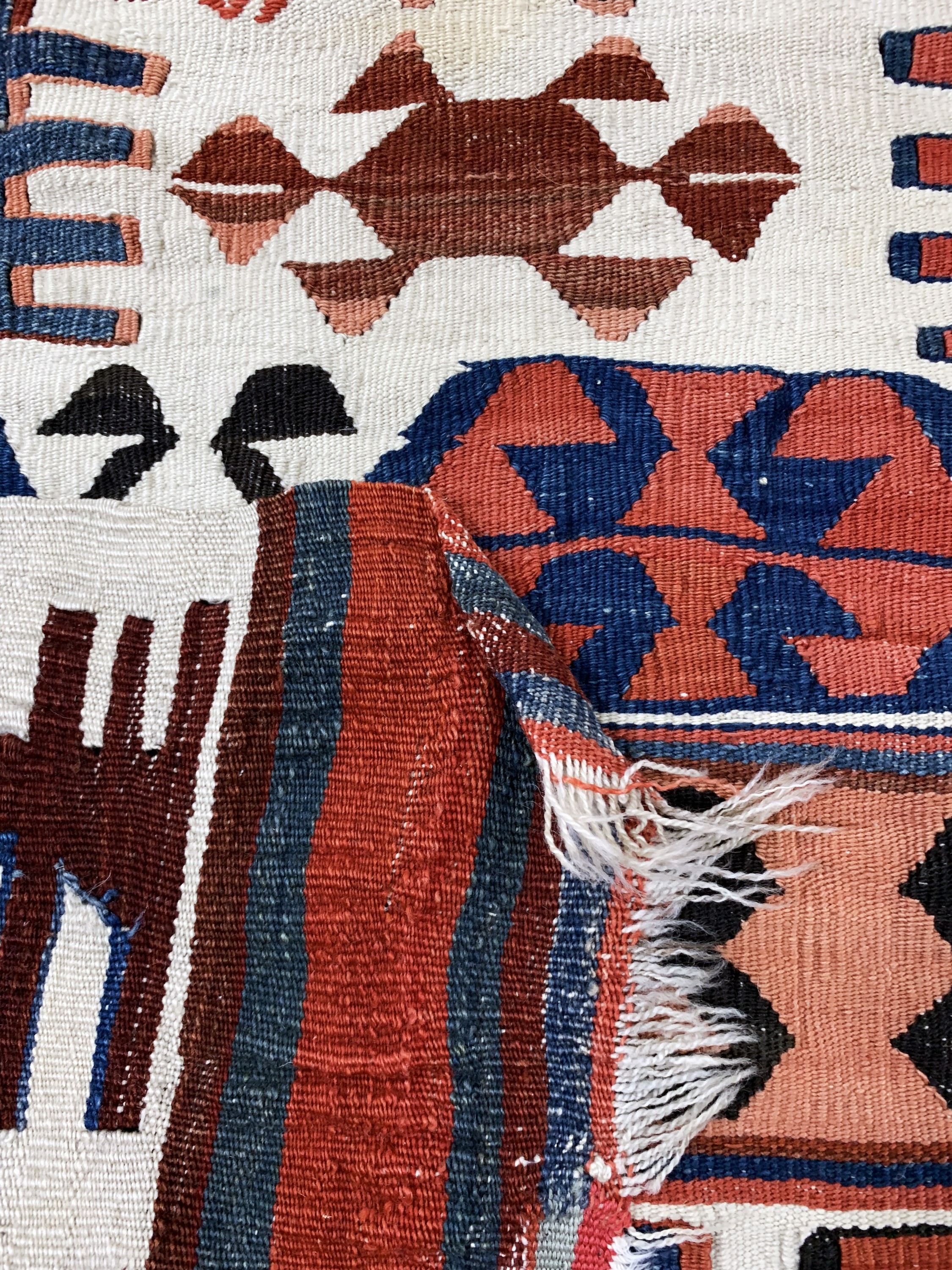 Detail g: Konya Kelim antik, Türkei, um 1900, Wolle auf Wolle, ca. 345 x 175 cm, Reinigungsbedürftig, EHZ: 3