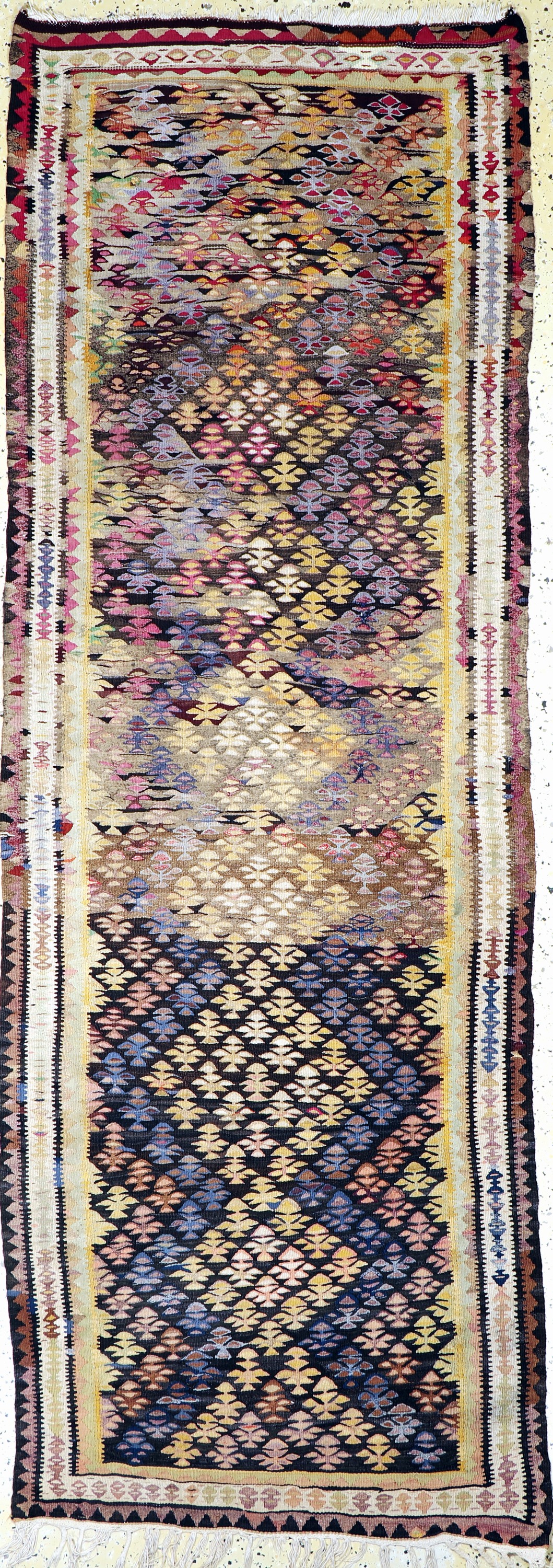 Bidjar Kelim antik, Persien, um 1900, Wolleauf Baumwolle, ca. 265 x 95 cm, EHZ: 2, (kleine Löcher)