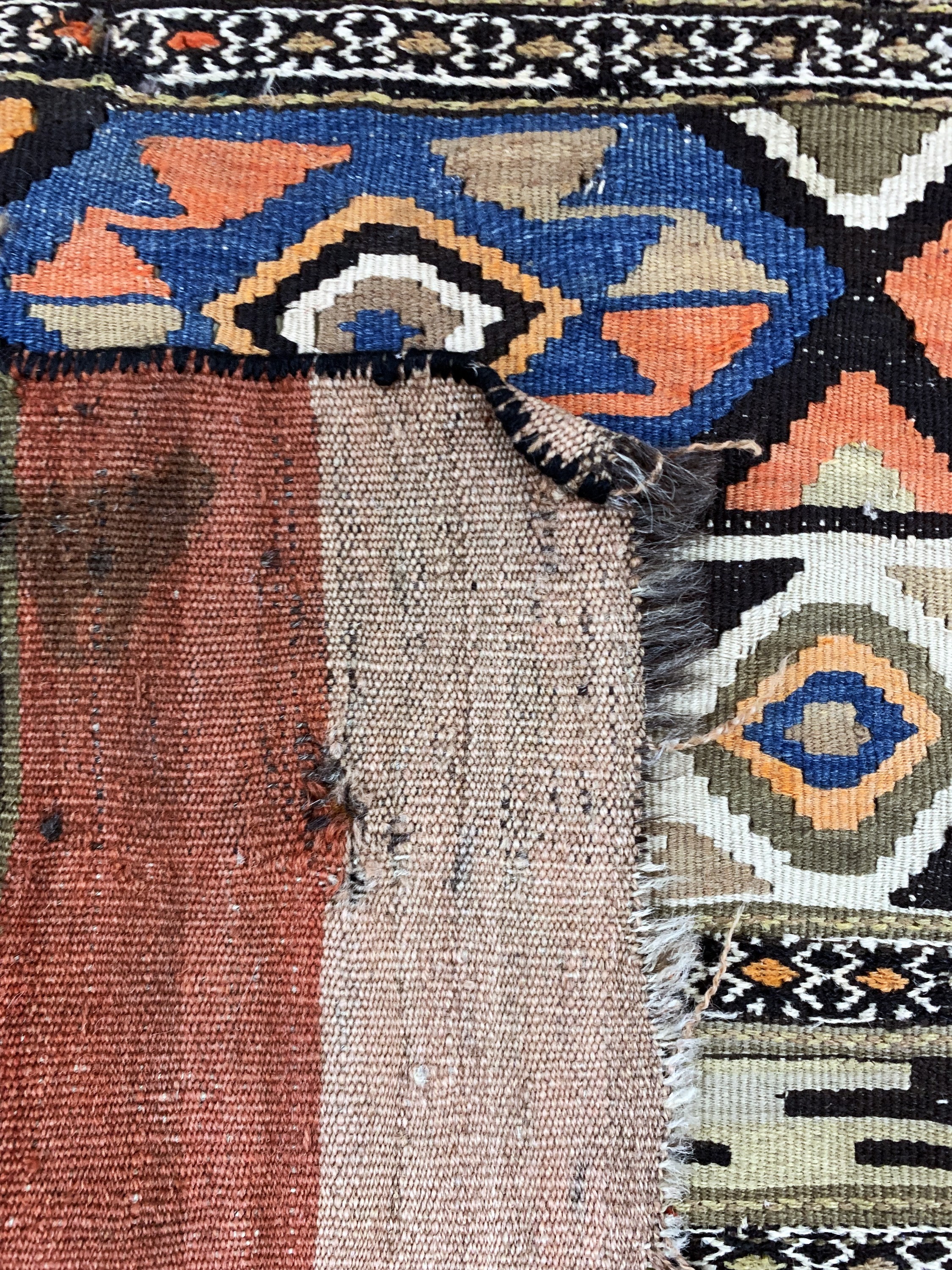 Detail h: 4 Lots Mafraschteile & Kelim, Schahsawan,Senneh Persien, 19.Jhd, Wolle auf Wolle, ca. 100 x 80 cm, EHZ: 2-3