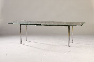 Image 26842301 - Couchtisch/Designtisch, 60er Jahre, verchromter Fuß, Tischplatte, Verschraubung ...