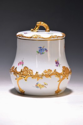 Image Large lidded vessel/bonboniere, B shape, Meissen, height approx. 18 cm, slightly rubbed